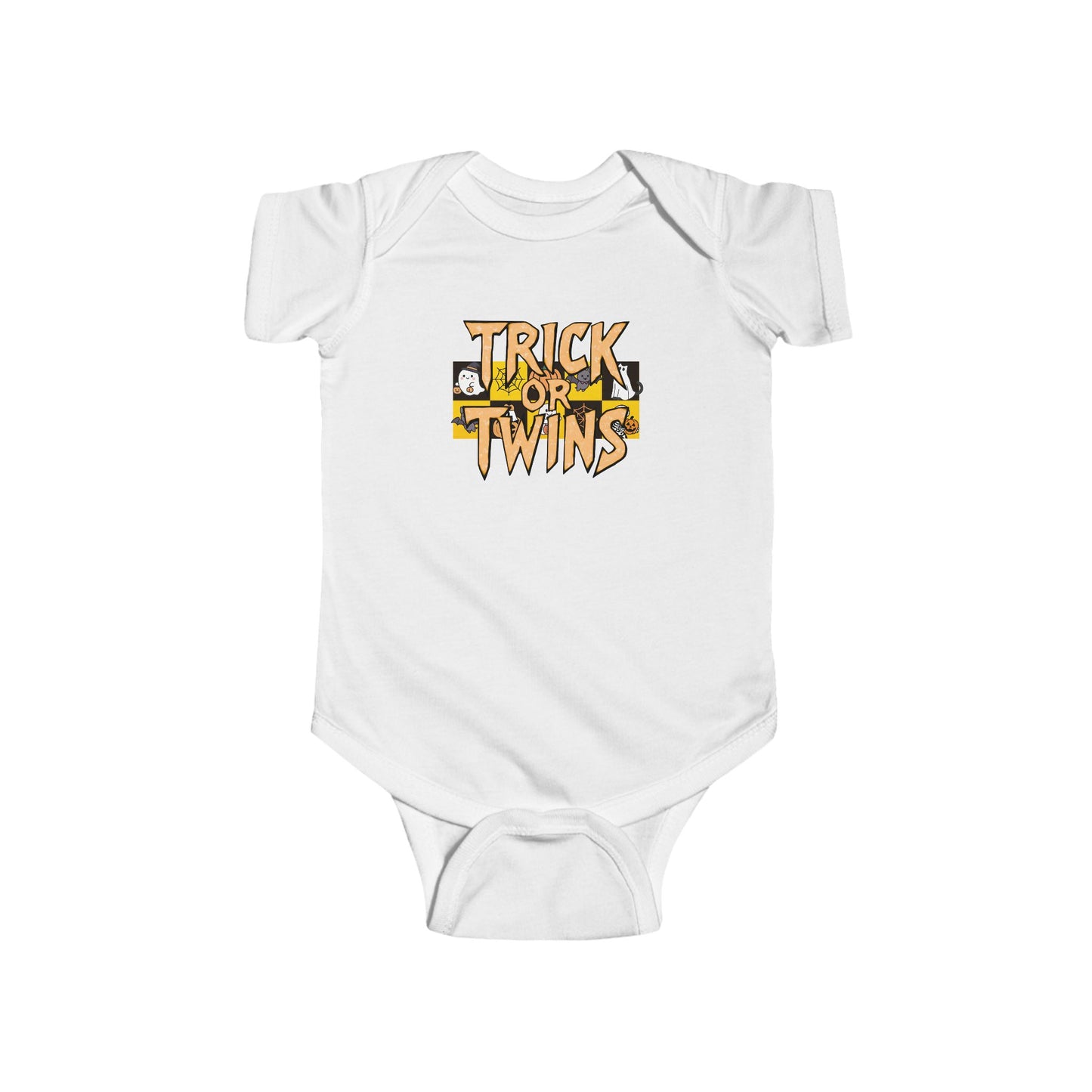Twin Baby Bodysuit - "Trick or Twins" Halloween Baby Onesie (newborn to 2 years)