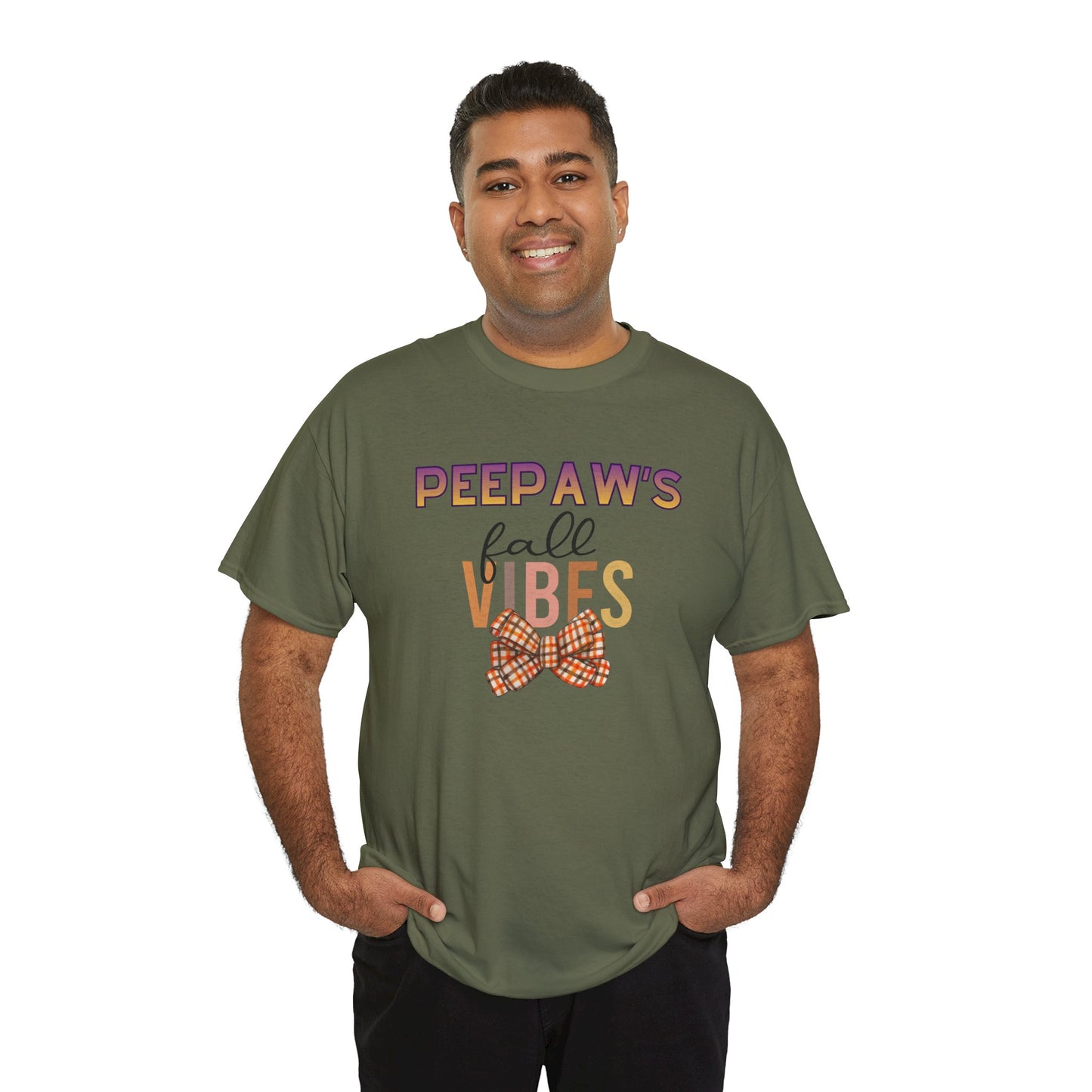 Pepaw's Fall Vibes T-Shirt — Grandpa Autumn Plaid Bow Tee