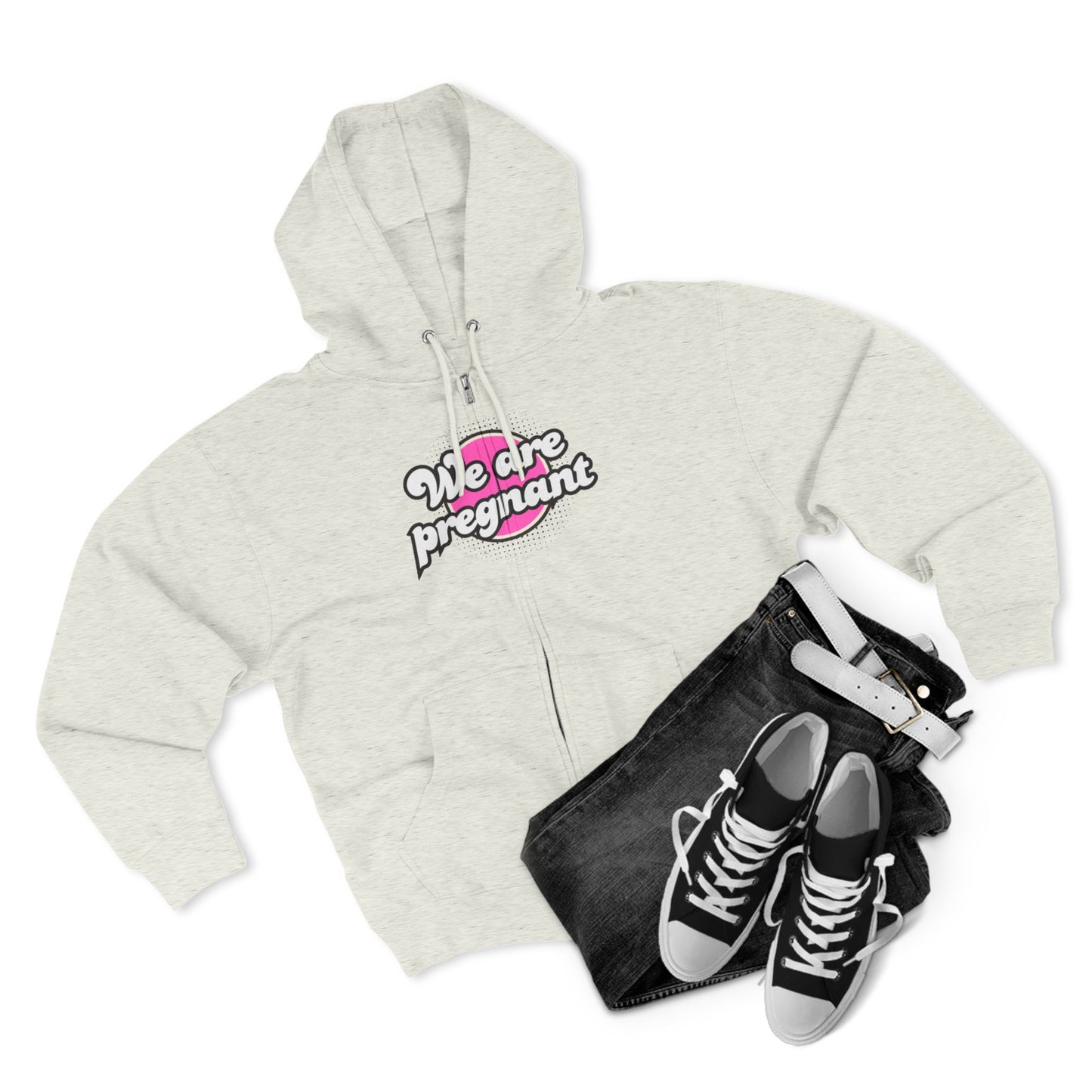 We Are Pregnant - Pink Unisex Zip Hoodie, Pregnancy Gift, Maternity Style, Expecting Parent Apparel, Baby Announcement Clothing
