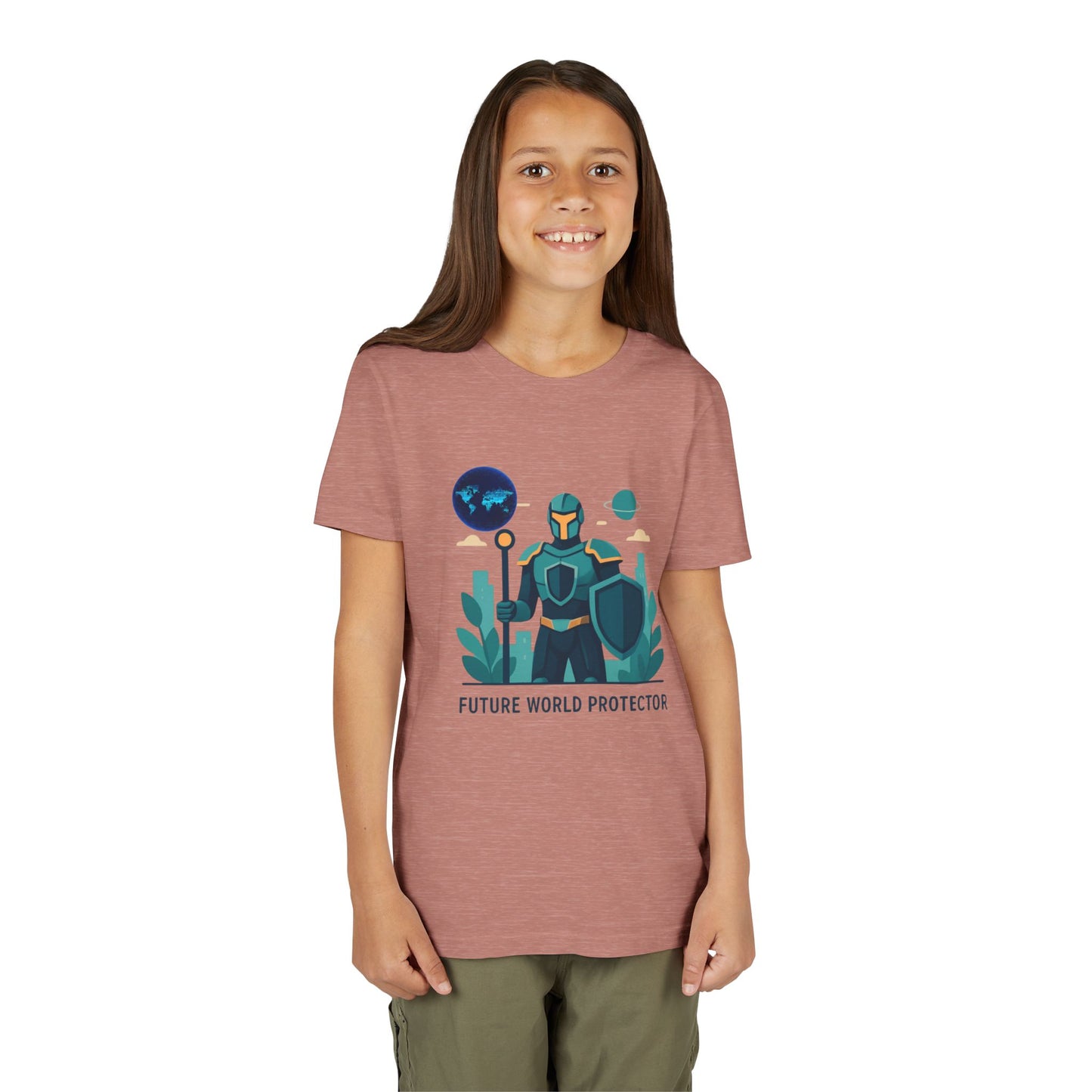 Youth Tee — "Future World Protector" Space Knight Graphic Shirt