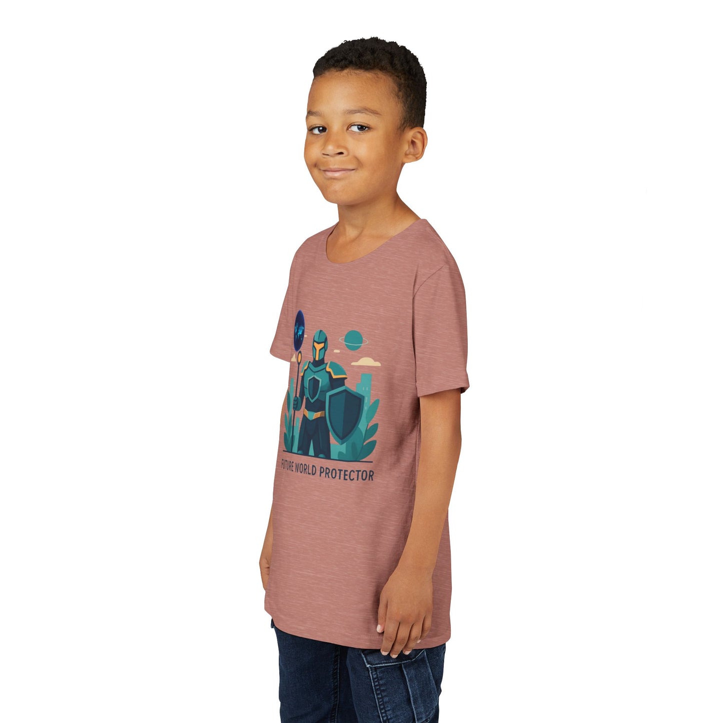 Youth Tee — "Future World Protector" Space Knight Graphic Shirt