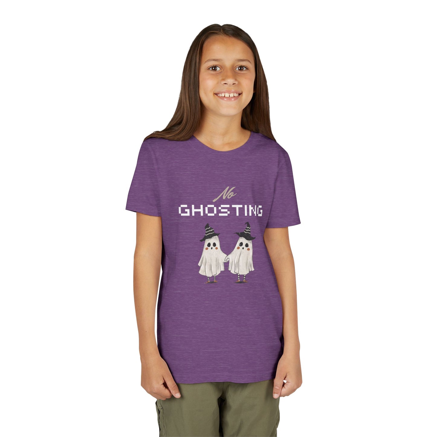 Youth Tee - "No Ghosting" Cute Ghost Kids Halloween T-Shirt