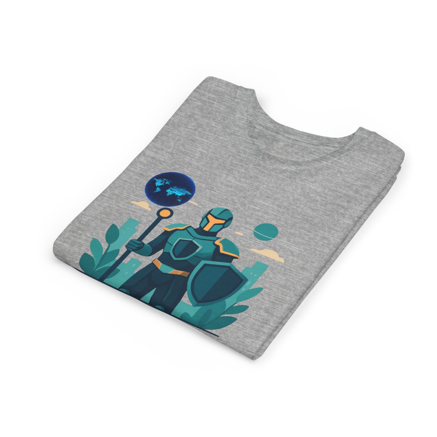 Youth Tee — "Future World Protector" Space Knight Graphic Shirt