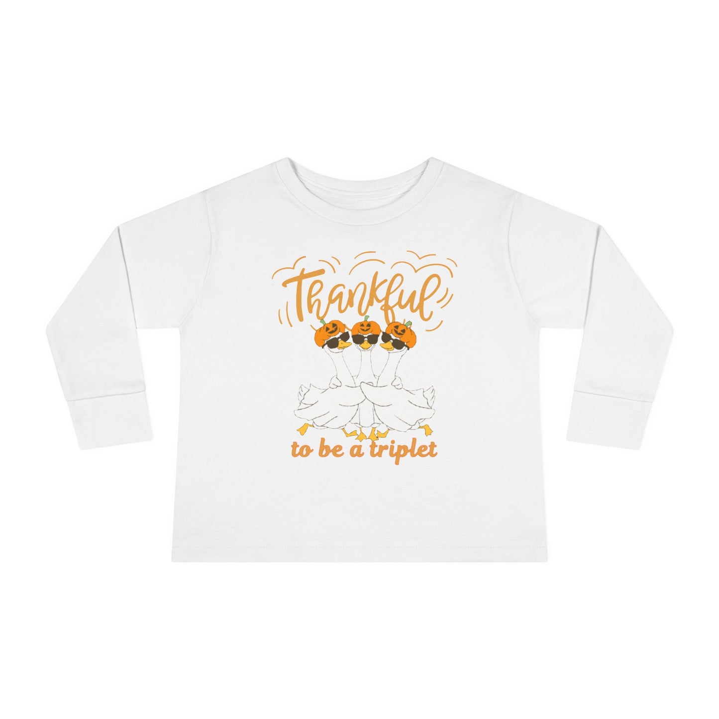 Thankful to Be a Triplet Toddler Long Sleeve Tee