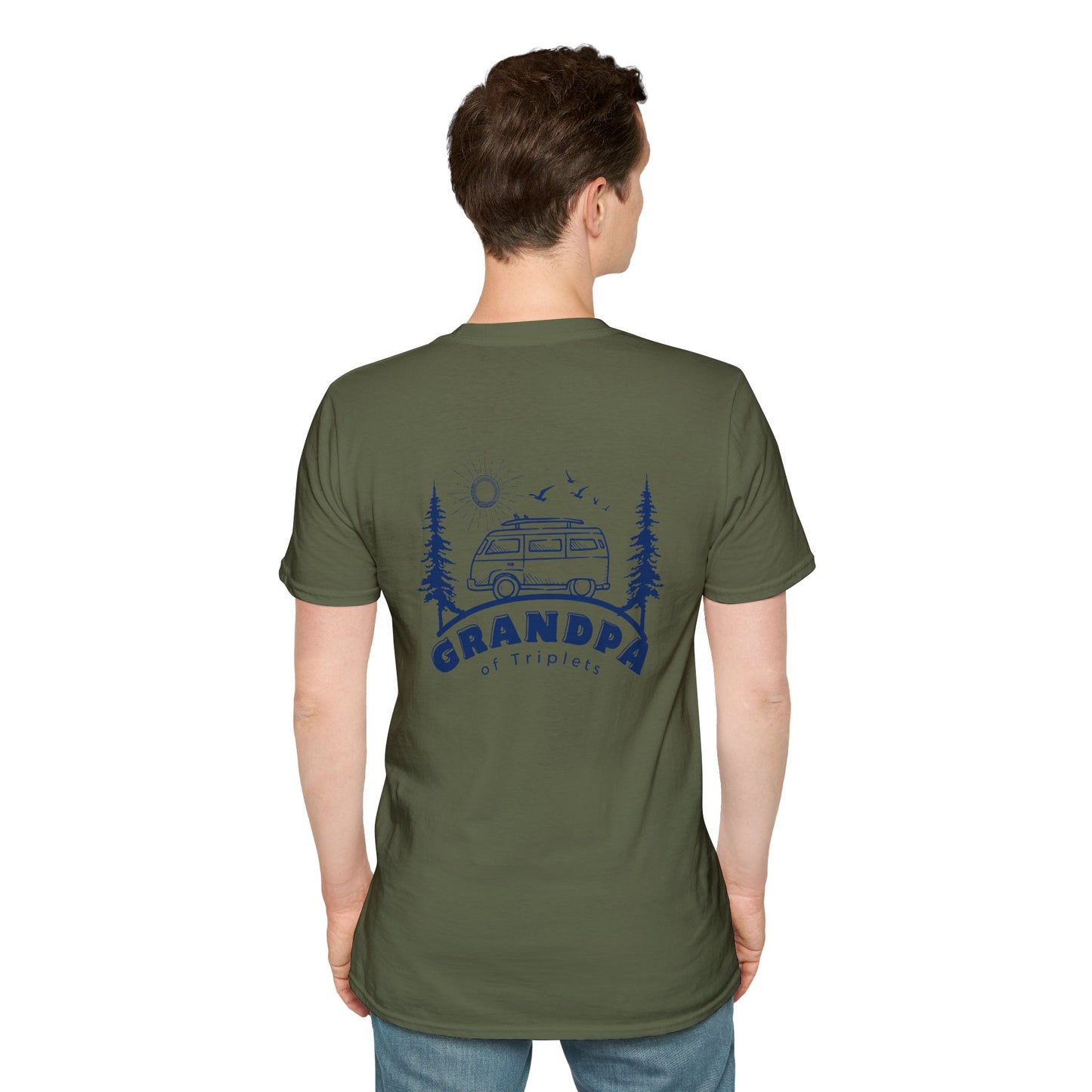 Grandpa of Triplets- Camper Graphic T-Shirt — front and Back Designs