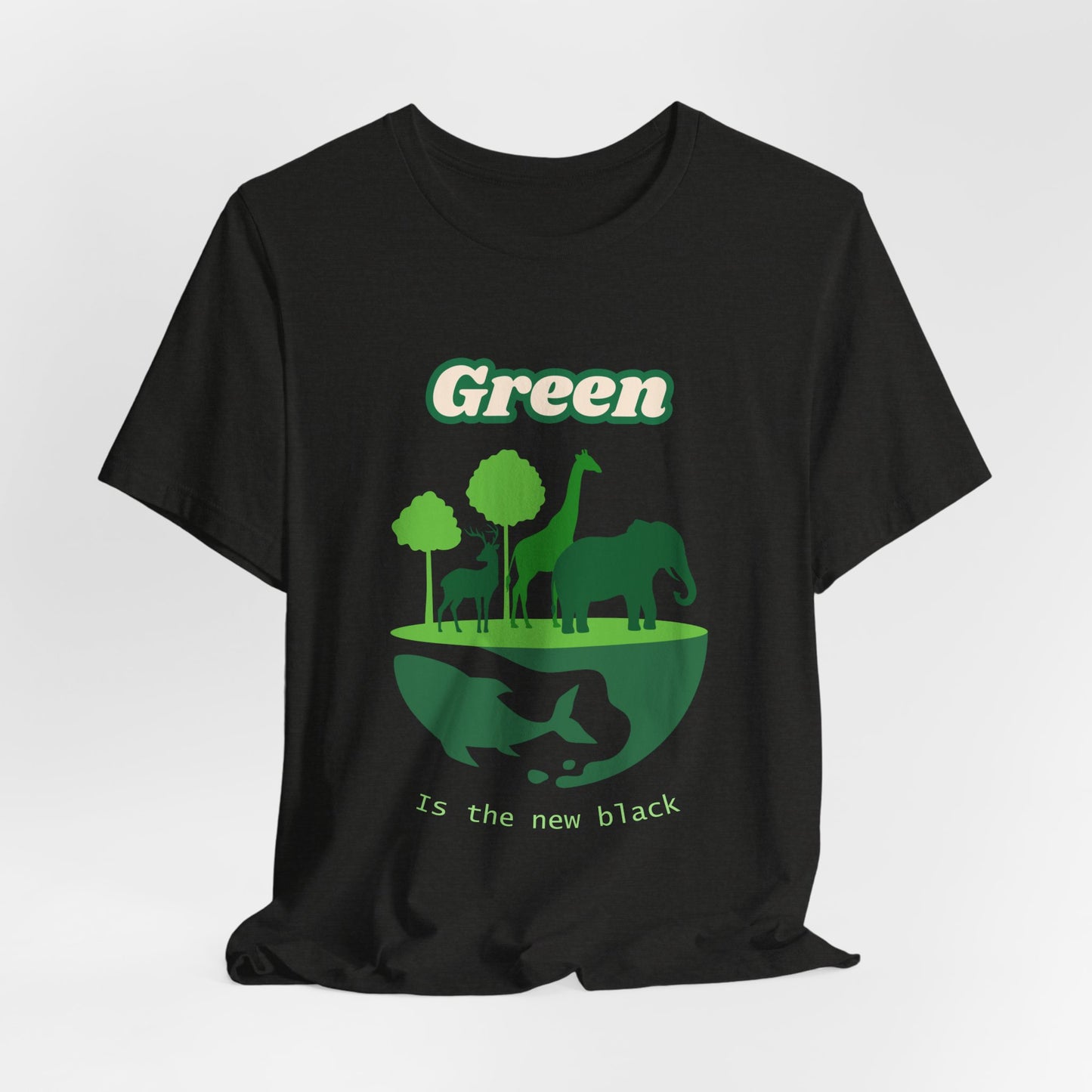 Green Mens Wildlife Conservation T-Shirt — "Green is the New Black" Eco Tee