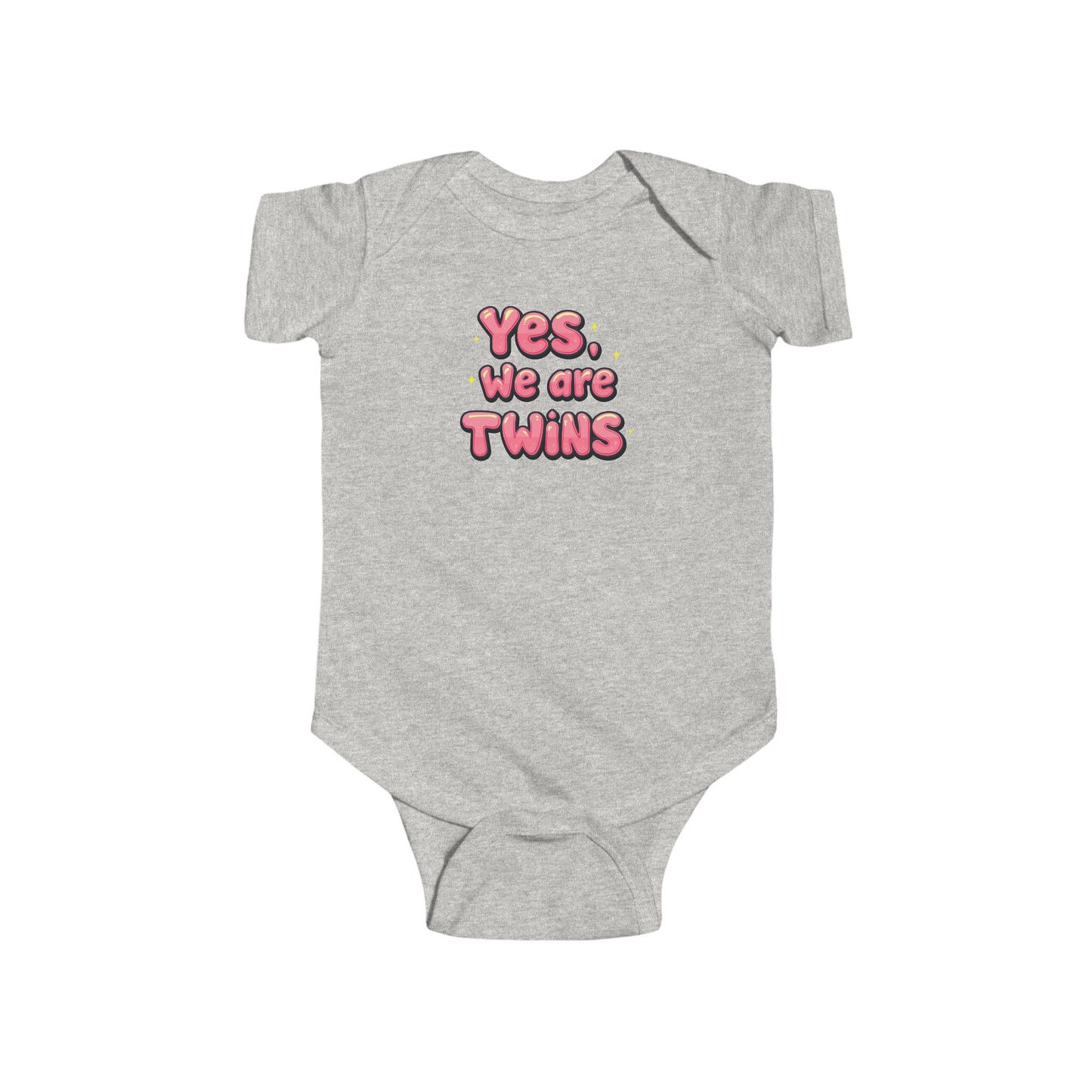 Baby Bodysuit – "Yes, We Are Twins" Cute Pink