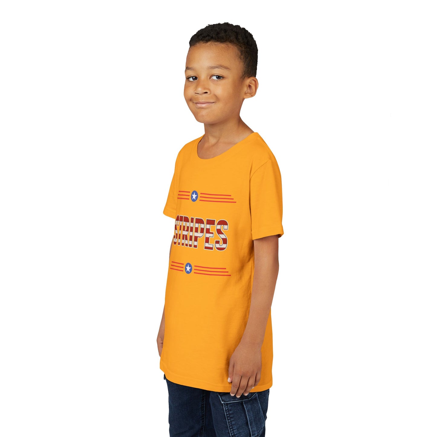 Youth Tee — "Stripes" Patriotic Kids T-Shirt (Red, White & Blue)
