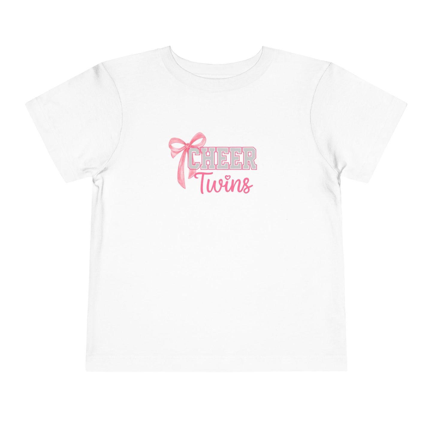 Toddler Tee - "Cheer Twins" Pink Bow Graphic