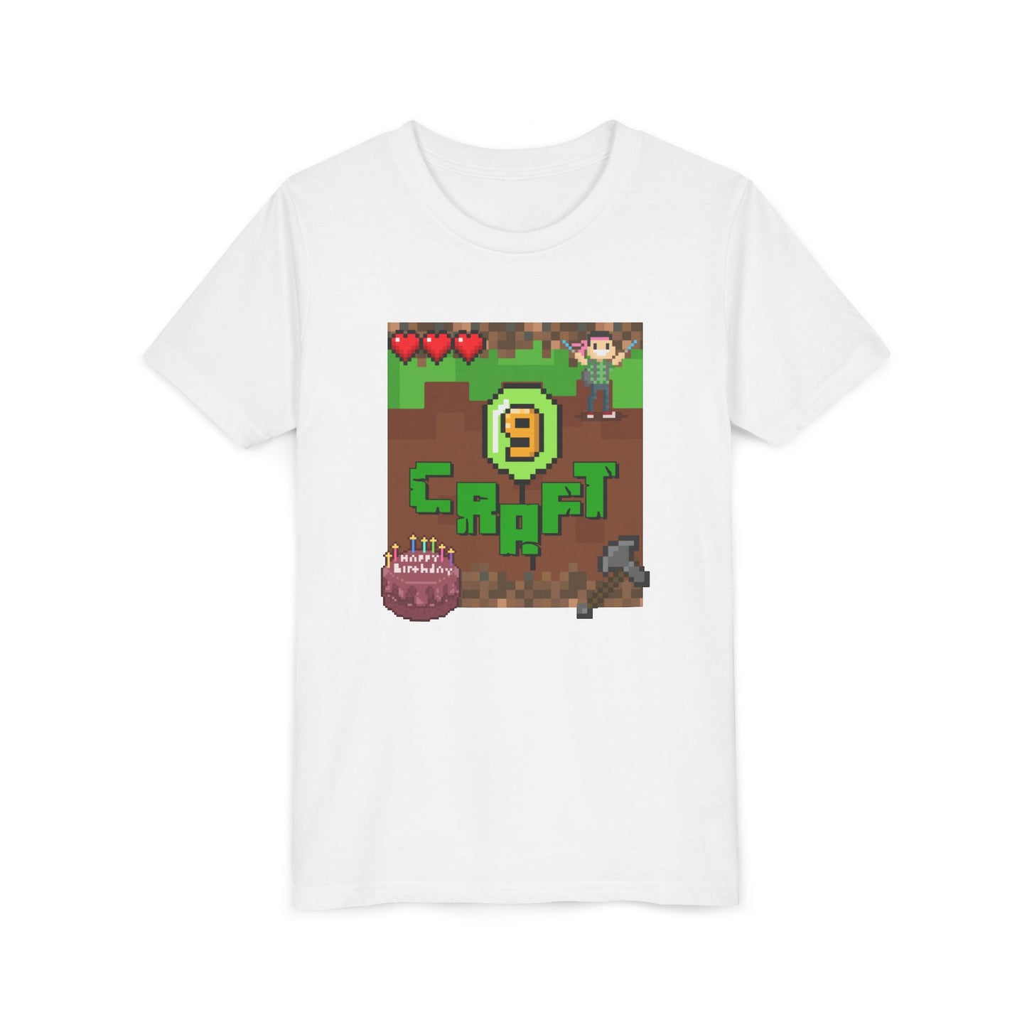 Minecraft-Style '9 Craft' Kids Tee — Birthday Gamer Shirt