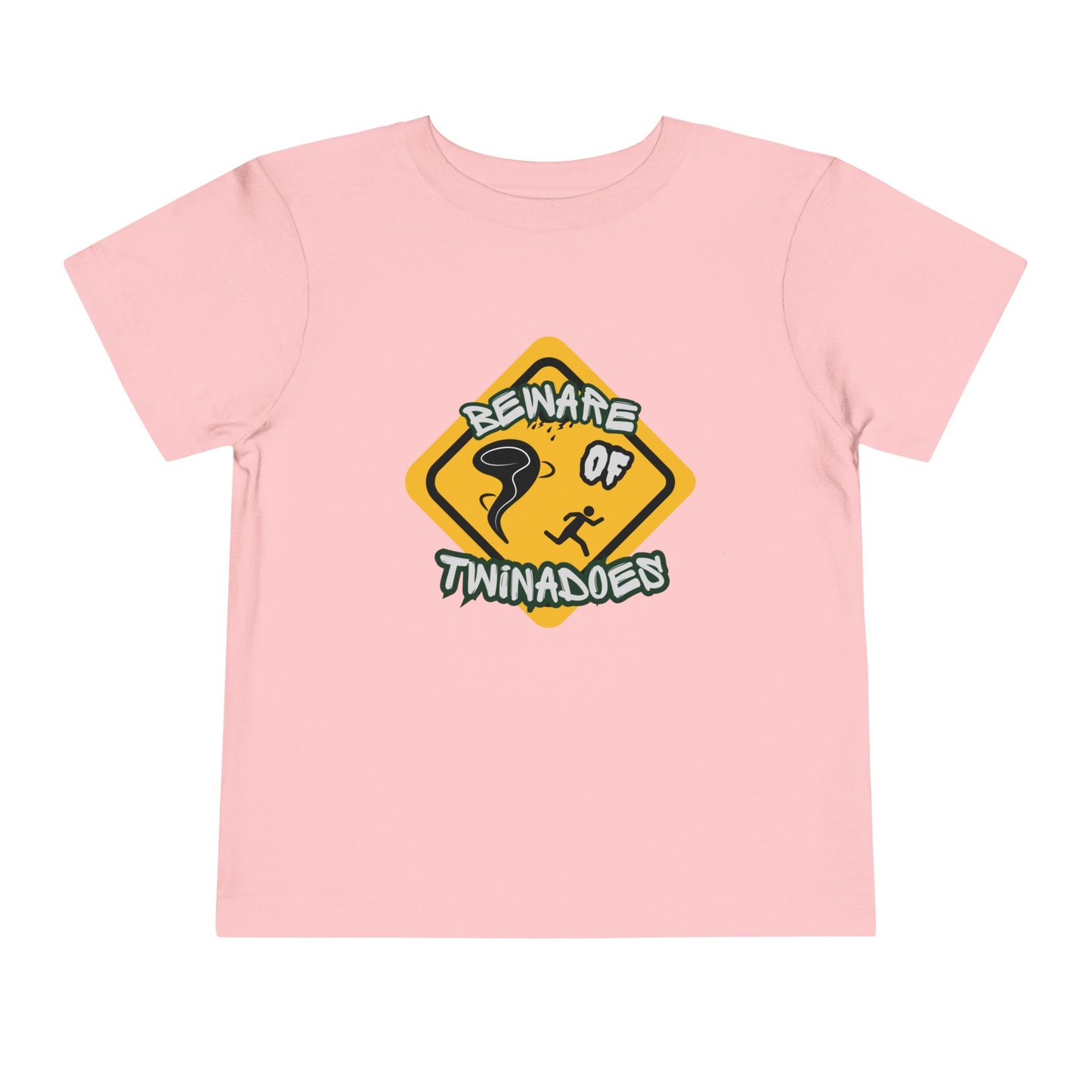Toddler Tee — "Beware of Twinadoes" Yellow Warning Sign Kids Shirt