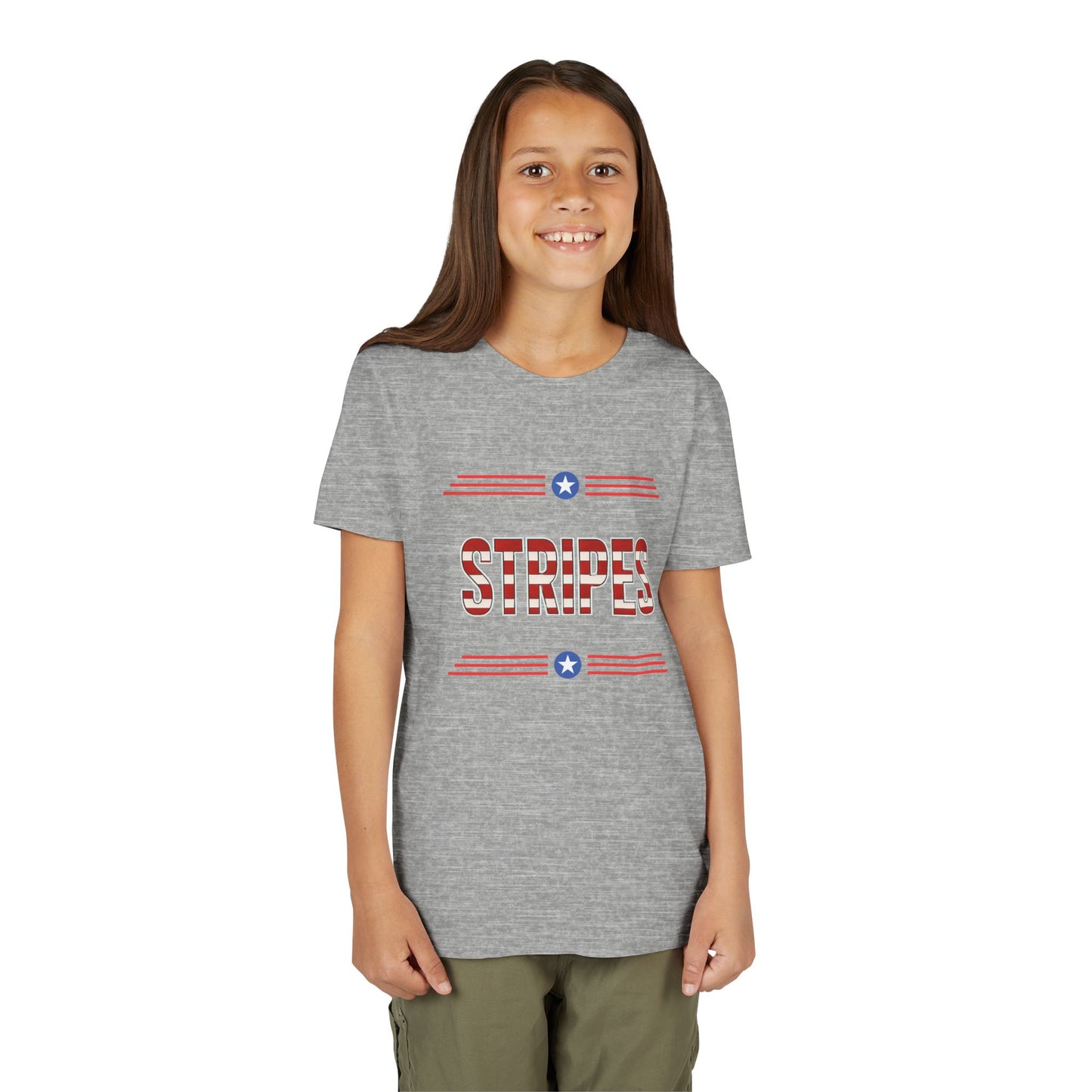 Youth Tee — "Stripes" Patriotic Kids T-Shirt (Red, White & Blue)