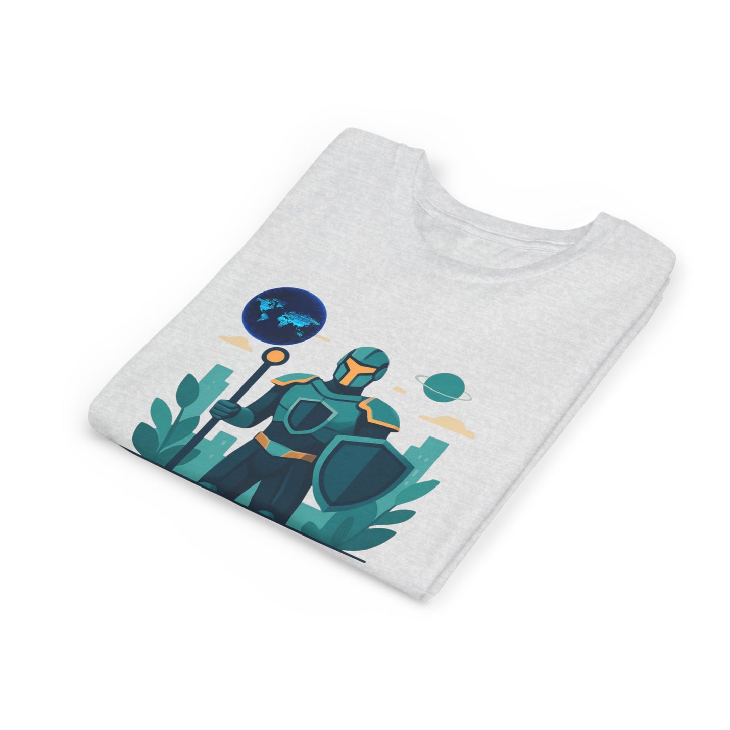 Youth Tee — "Future World Protector" Space Knight Graphic Shirt