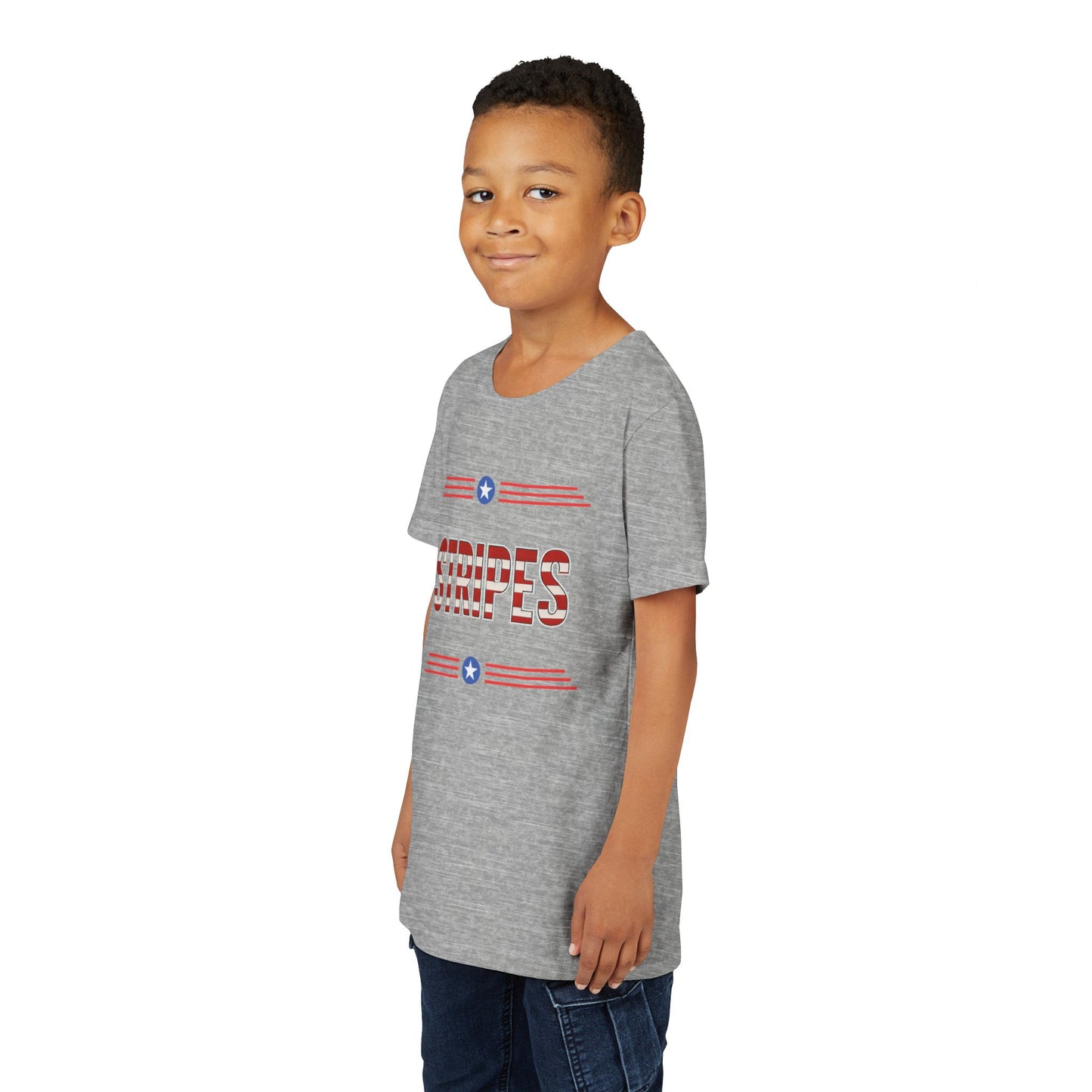 Youth Tee — "Stripes" Patriotic Kids T-Shirt (Red, White & Blue)