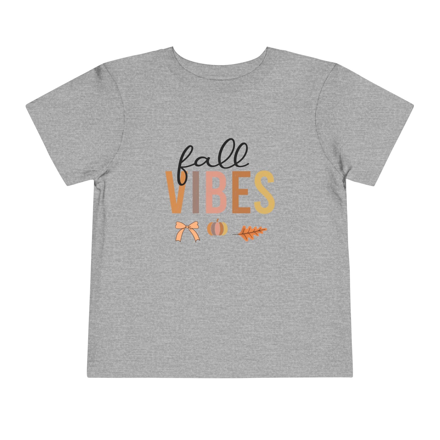 Toddler Tee – "Fall Vibes" Pumpkin & Leaf Autumn Graphic