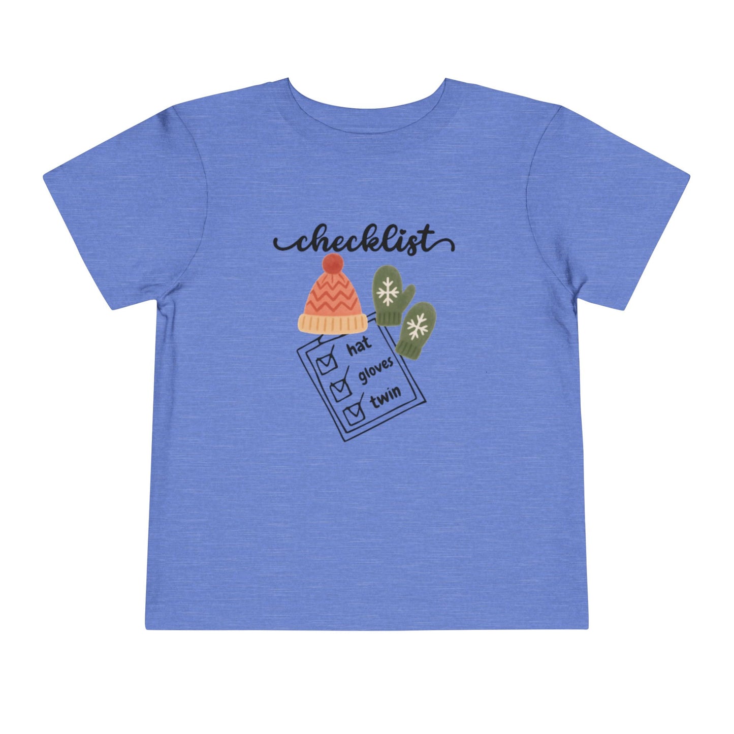 Toddler Tee - 'Twin Checklist' Winter Hat & Mittens Graphic