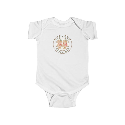 Twin girls- Our First Christmas Baby Bodysuit — Infant Holiday Onesie