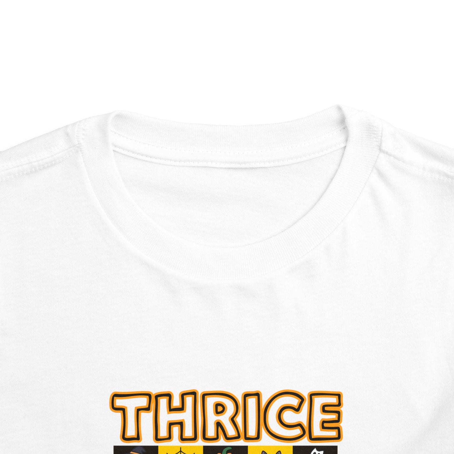 Triplet Halloween Matching Tee — "Thrice As Nice" Cute Checkerboard Fall Graphic (2 to 5 years)
