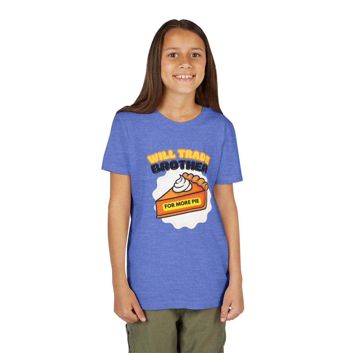 Youth Tee — "Will Trade Brother For More Pie" Thanksgiving Kids T-Shirt