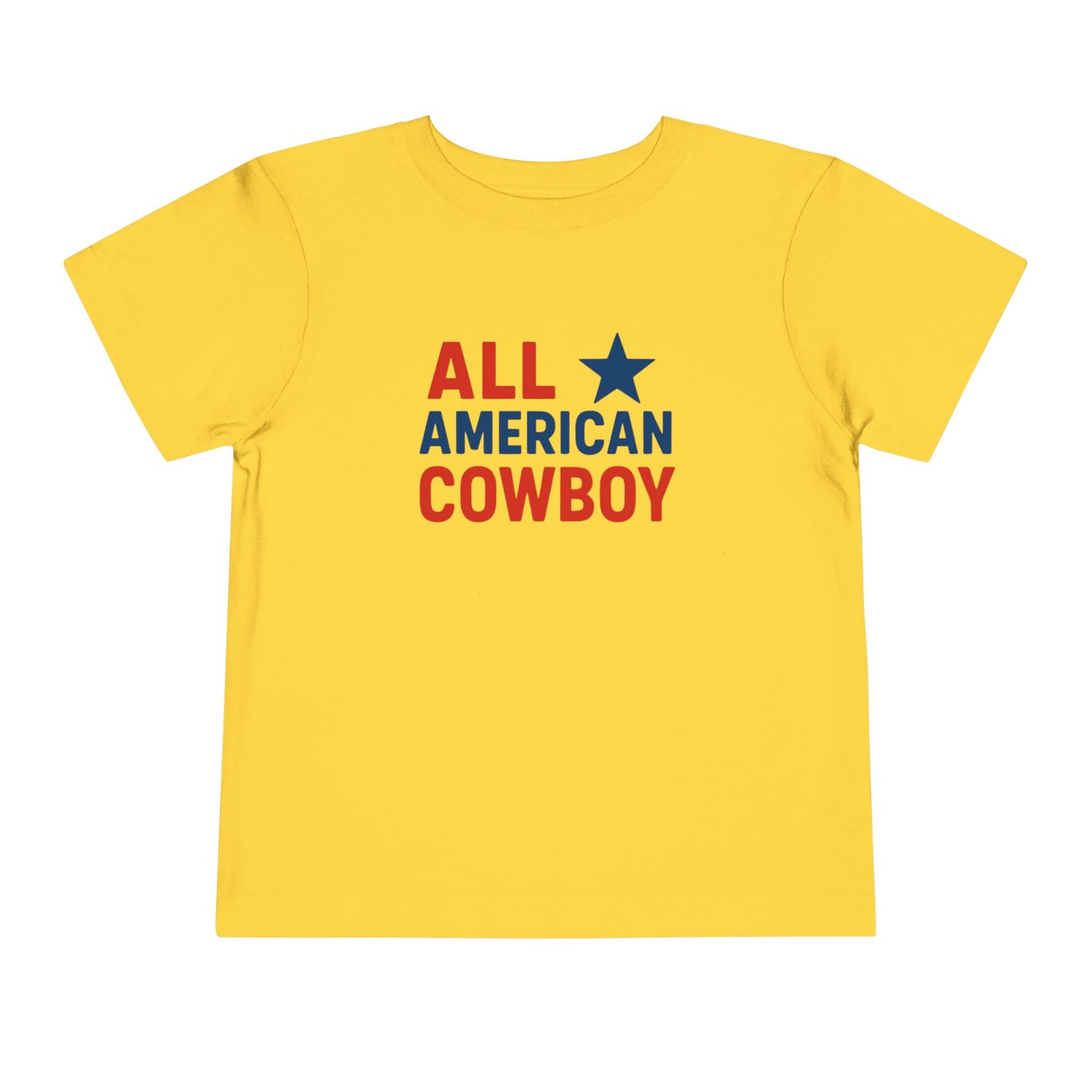 All American Cowboy Toddler Tee — Patriotic Kids Short Sleeve Shirt