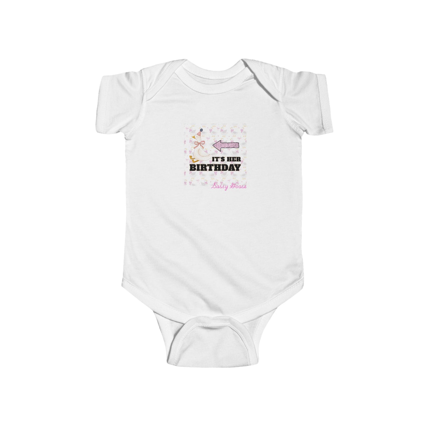 Twin Girls Bodysuit — "It's her Birthday" Sassy Goose Baby Onesie