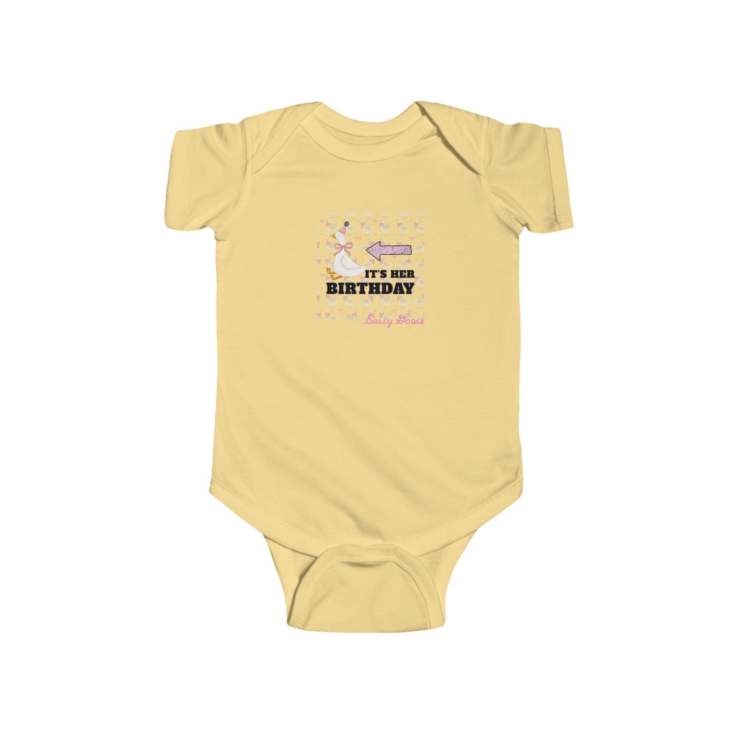 Twin Girls Bodysuit — "It's her Birthday" Sassy Goose Baby Onesie