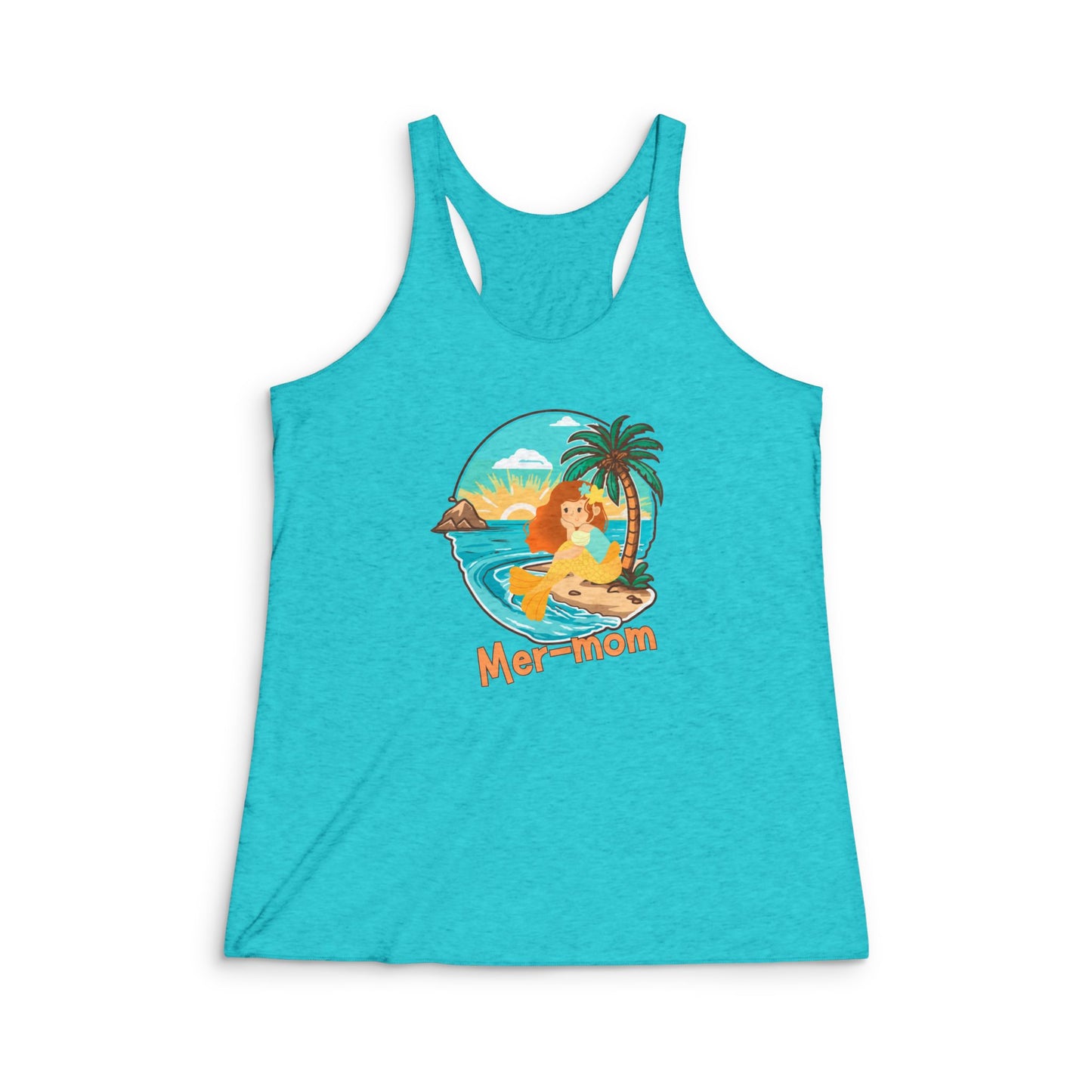 Mer-Mom-Mermaid Themed Racerback Tank Top – Perfect Gift for Beach Lovers