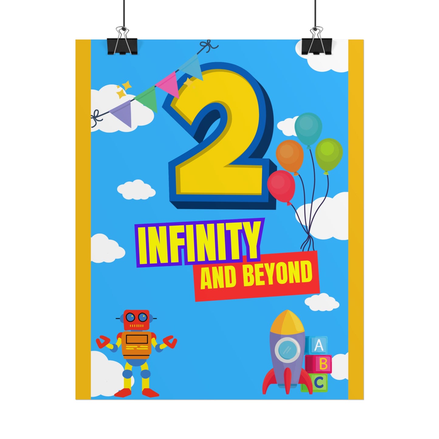 2nd Birthday Poster- 'to Infinity and Beyond' kids party theme decor
