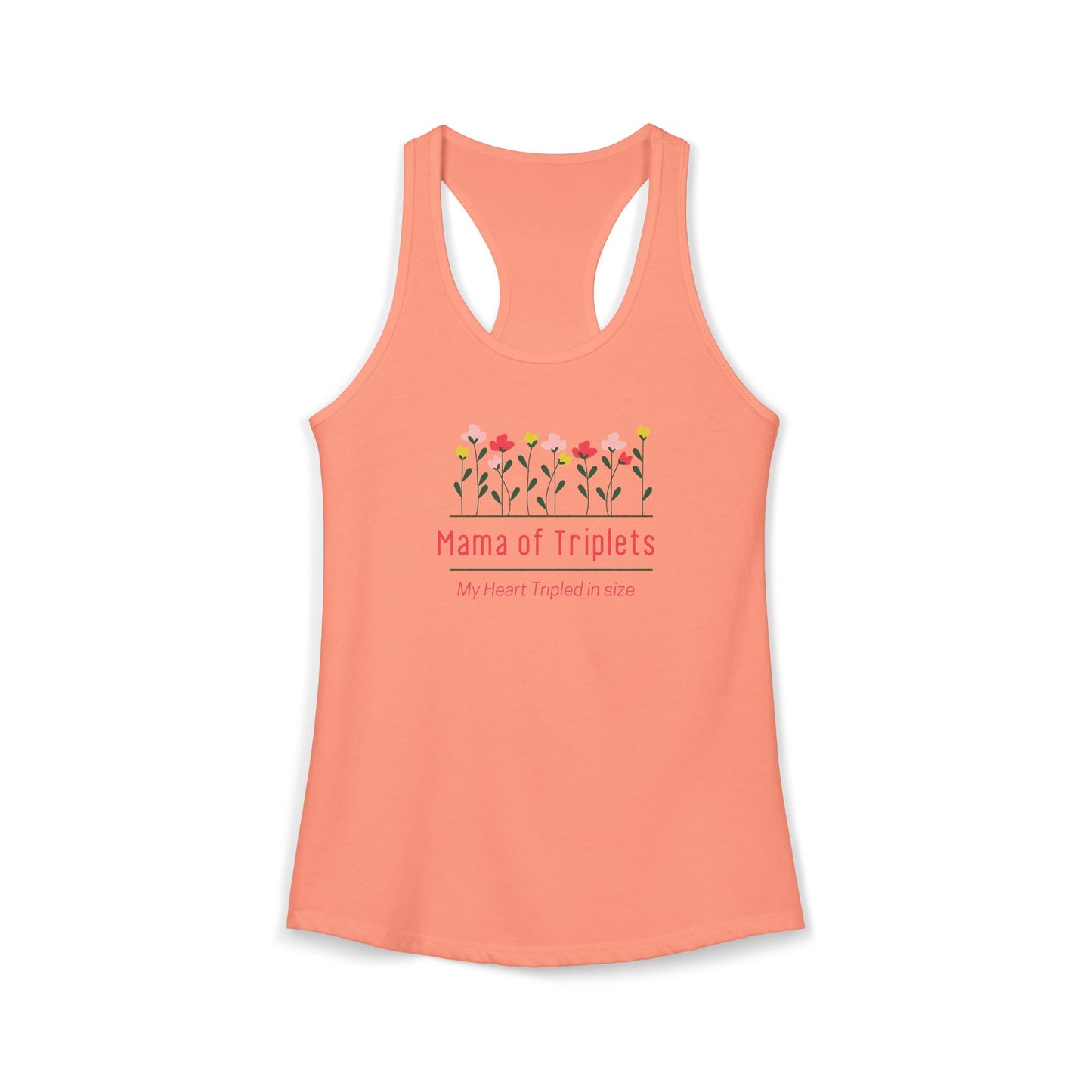 Mama of Triplets- Floral Racerback Tank
