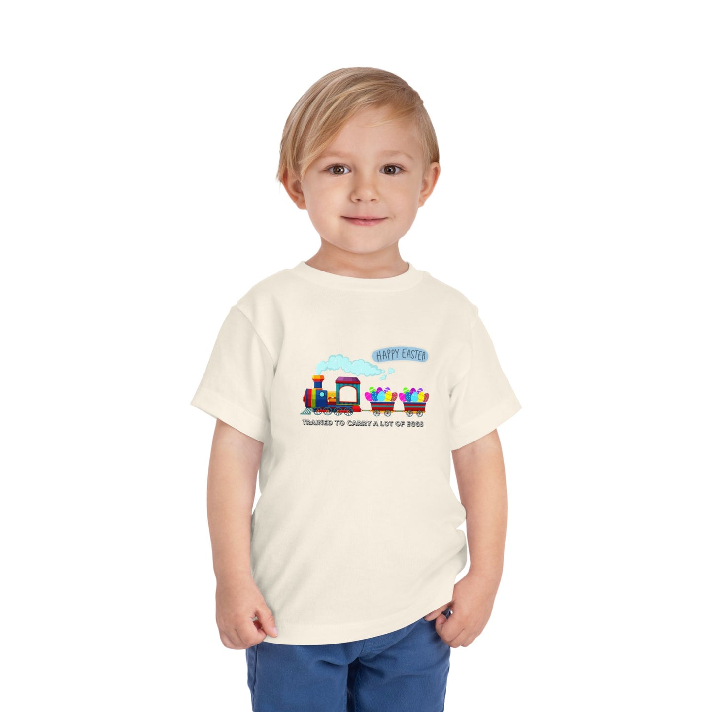 Toddler Easter Tee "Trained to carry lots of eggs" — Cute Train themed boy Shirt