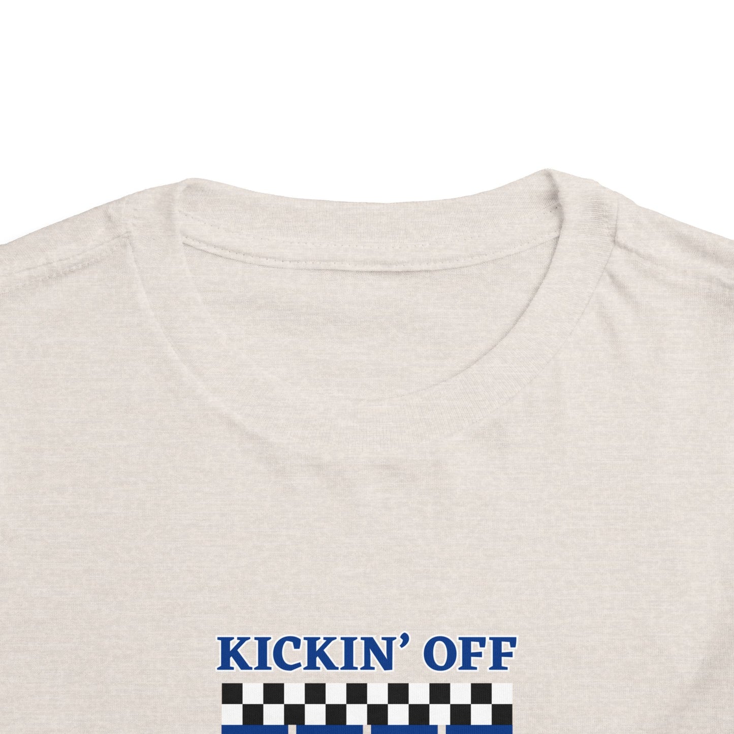 Kickin' Off Three Years Toddler Boy Tee — Soccer Third Birthday Shirt