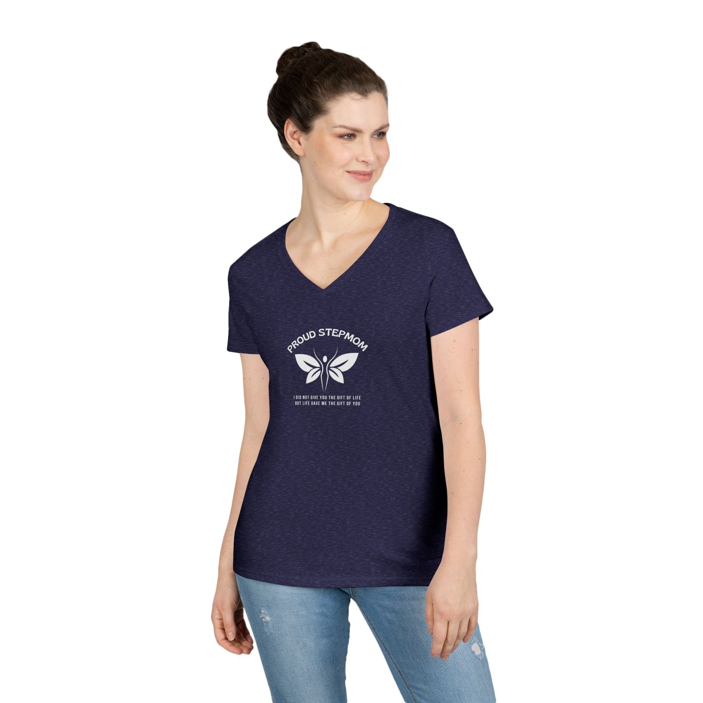 "Proud Stepmom"- V-Neck T-Shirt - Cute Gift for Stepmoms