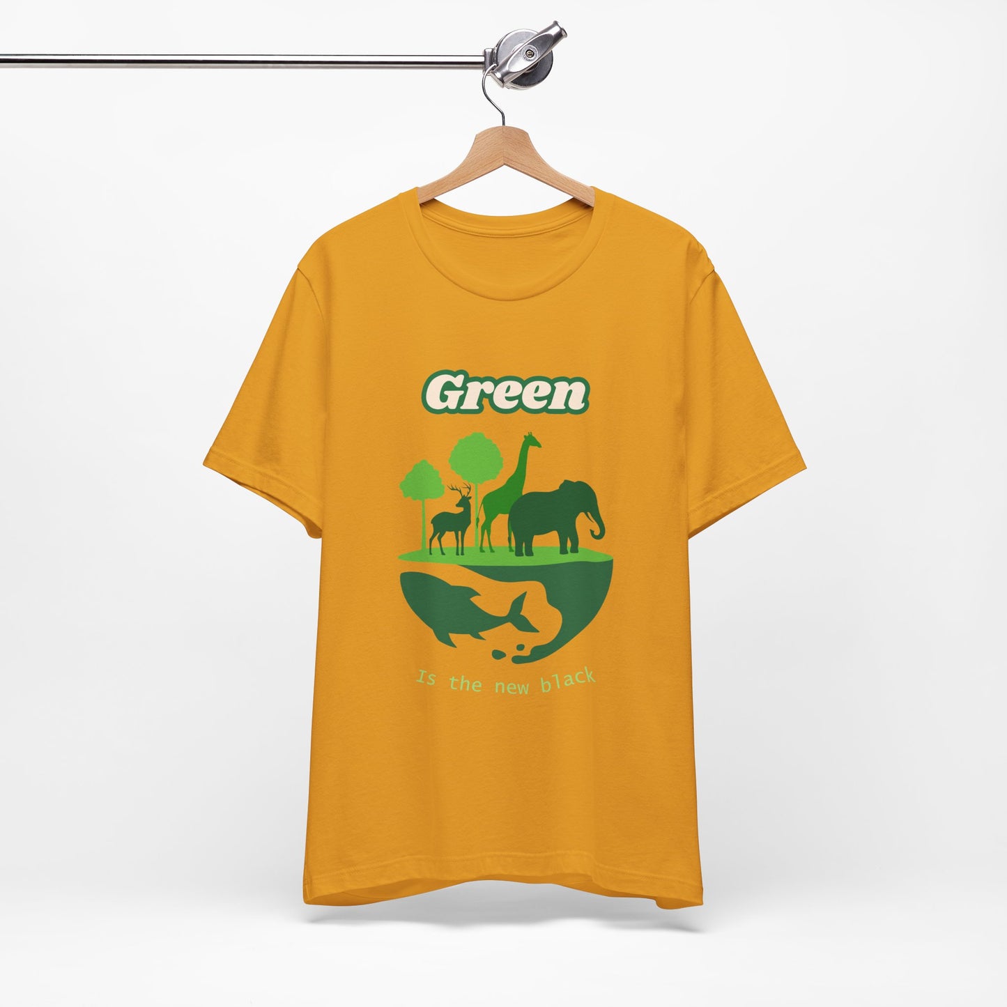 Green Mens Wildlife Conservation T-Shirt — "Green is the New Black" Eco Tee