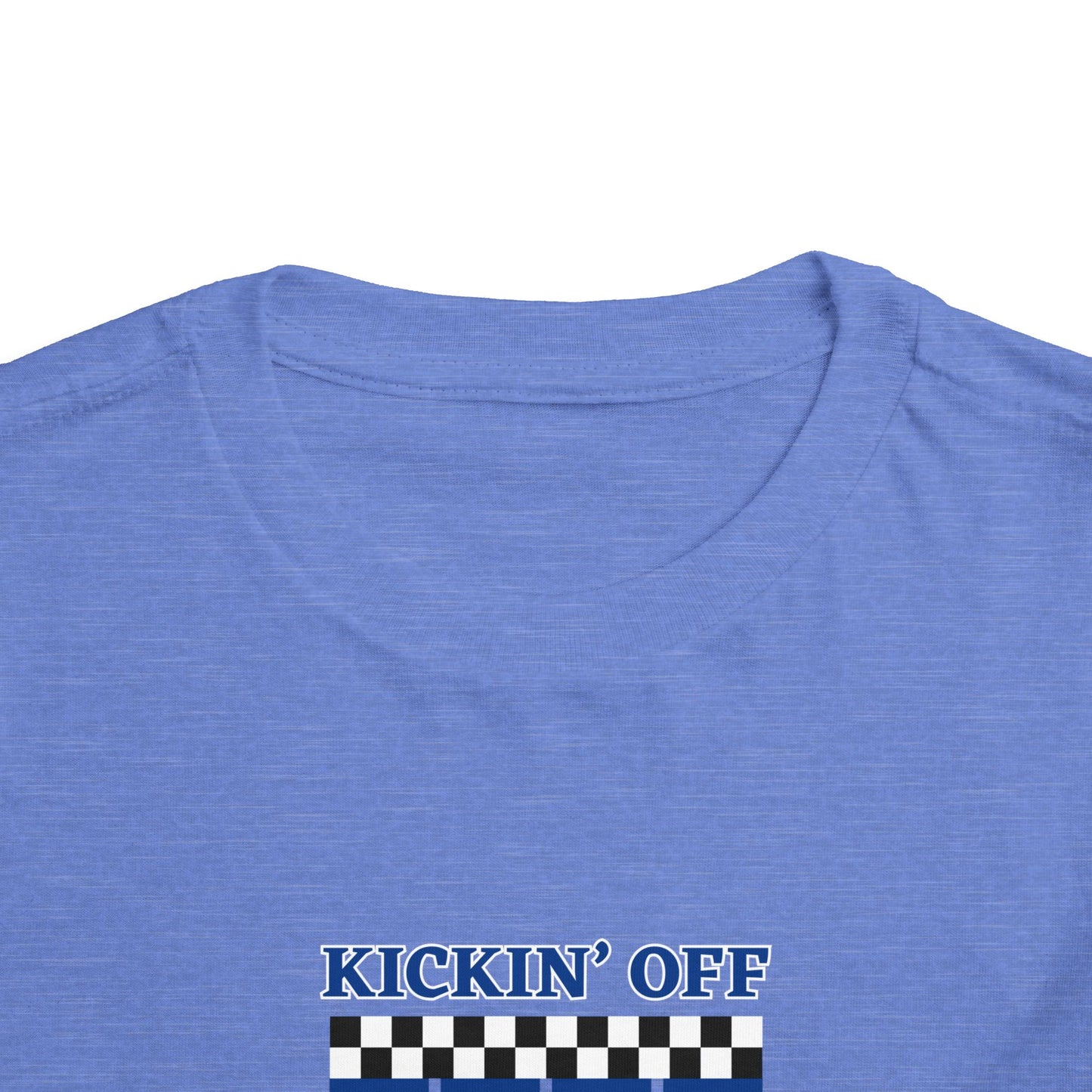 Kickin' Off Three Years Toddler Boy Tee — Soccer Third Birthday Shirt