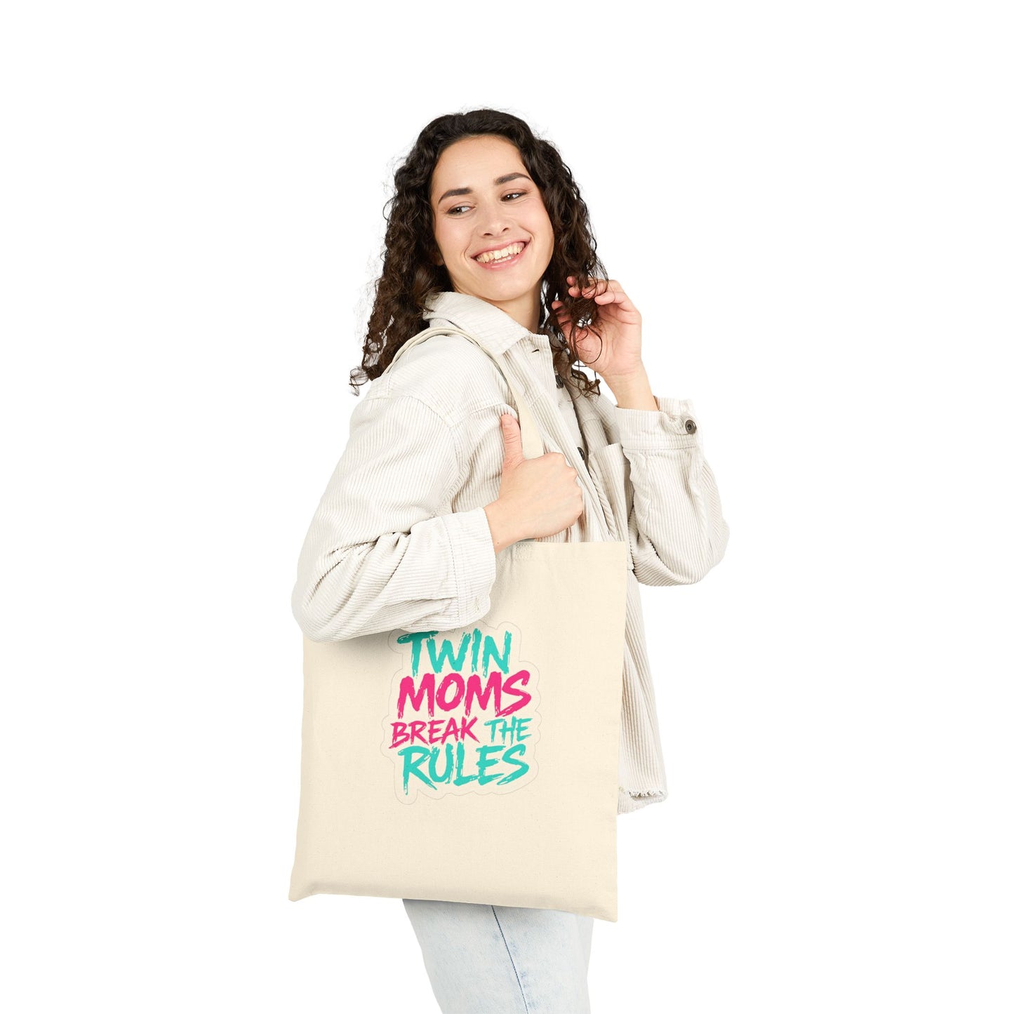 Twin Moms Break the Rules- Canvas Tote — Funny Mom Tote Bag for Twin Mothers