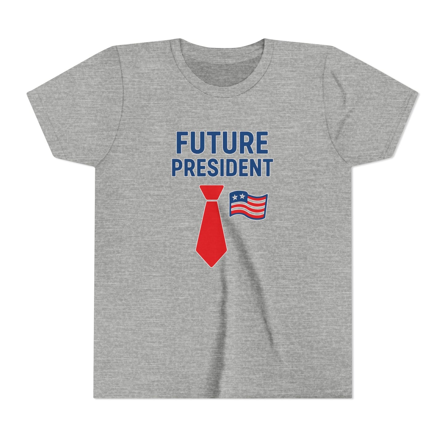 Youth Tee — "Future President" Patriotic Kids T-Shirt with Tie & Flag Design