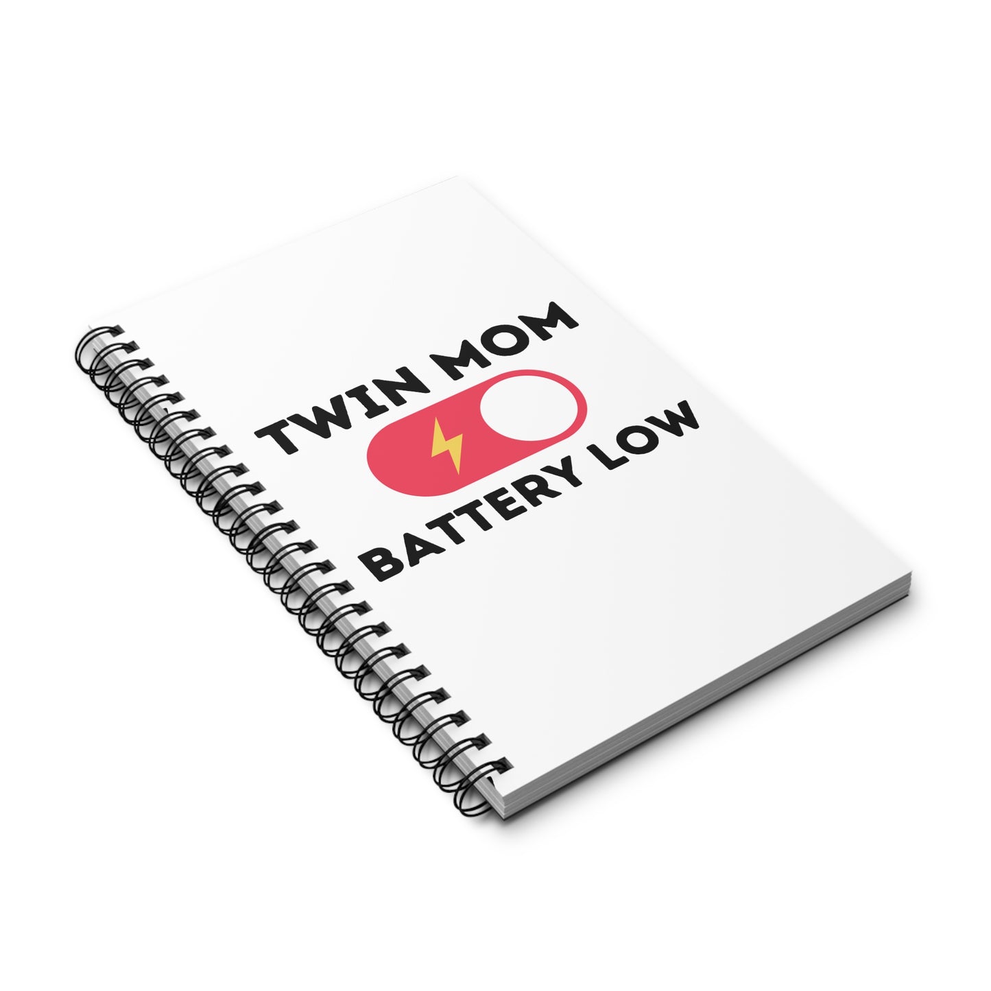 Twin Mom Battery Low Spiral Journal - Perfect Gift for Mothers, Ideal for Journaling and Note-taking