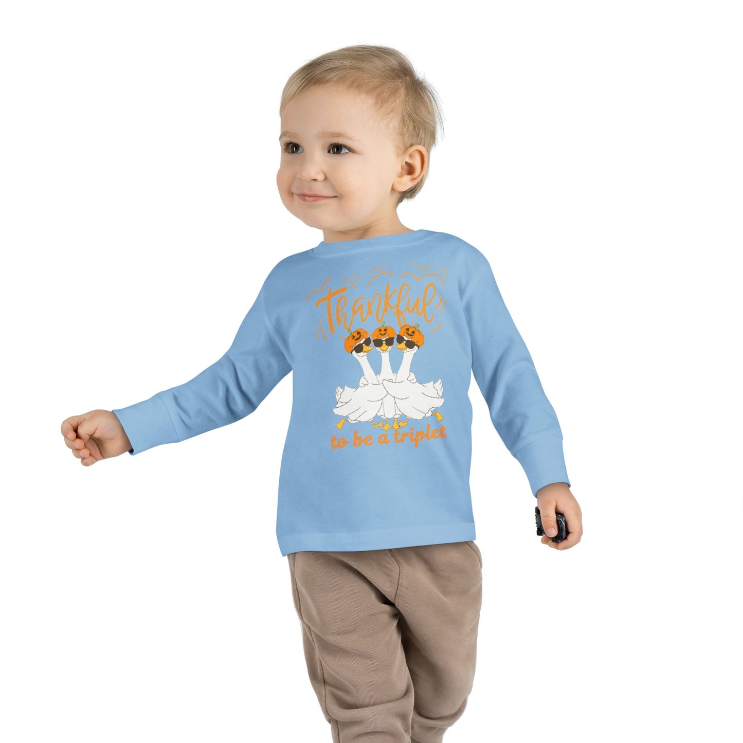 Thankful to Be a Triplet Toddler Long Sleeve Tee