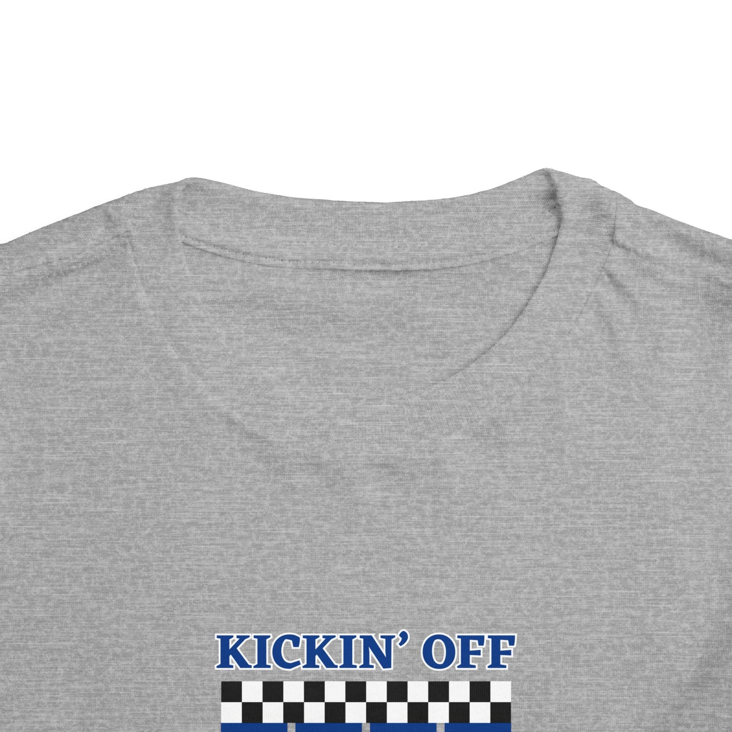 Kickin' Off Three Years Toddler Boy Tee — Soccer Third Birthday Shirt