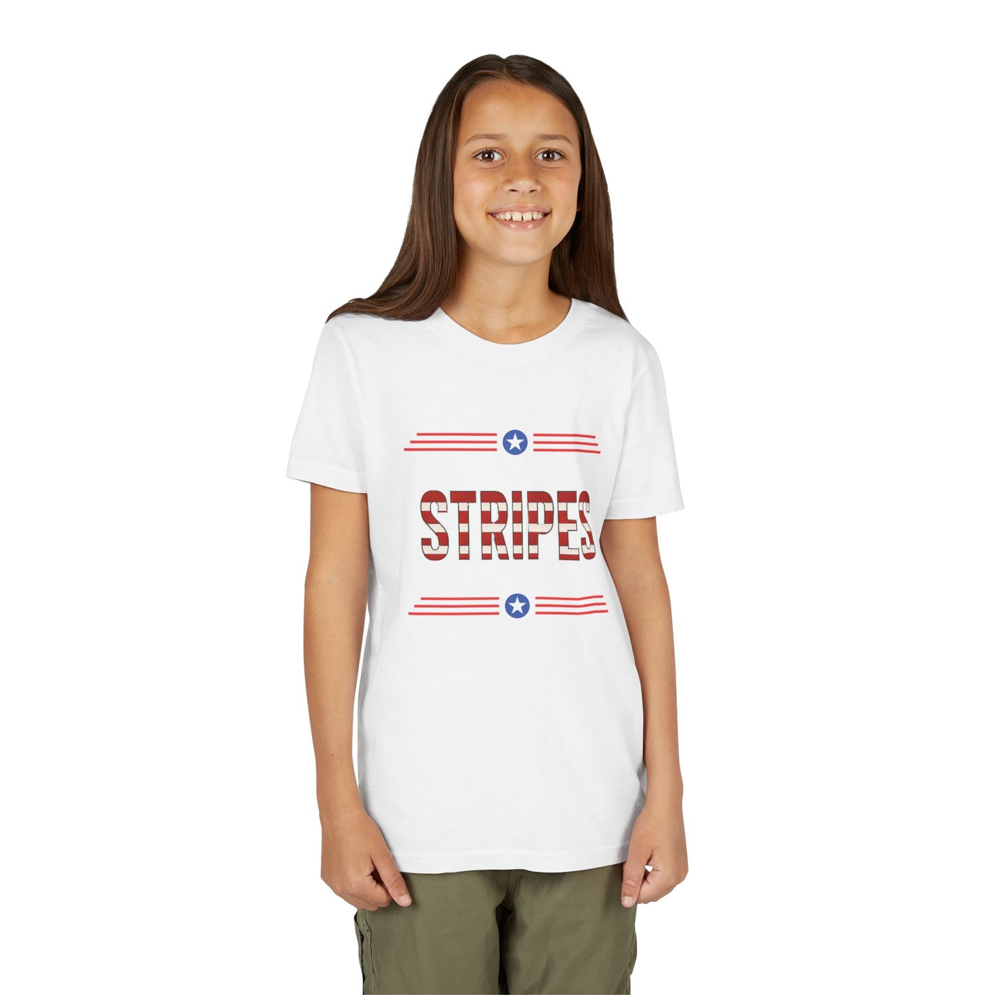 Youth Tee — "Stripes" Patriotic Kids T-Shirt (Red, White & Blue)