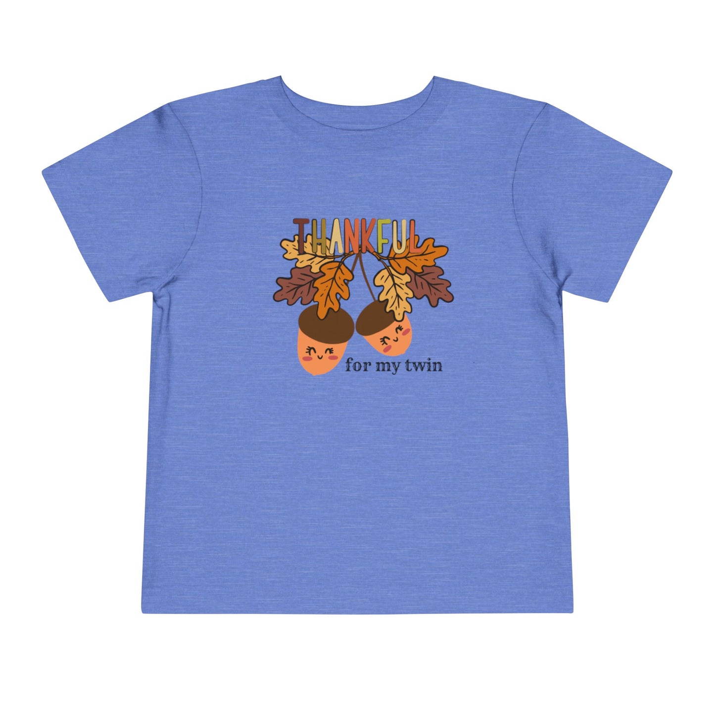 Thankful for My Twin Toddler Tee — Fall Acorn & Leaves Thanksgiving Shirt