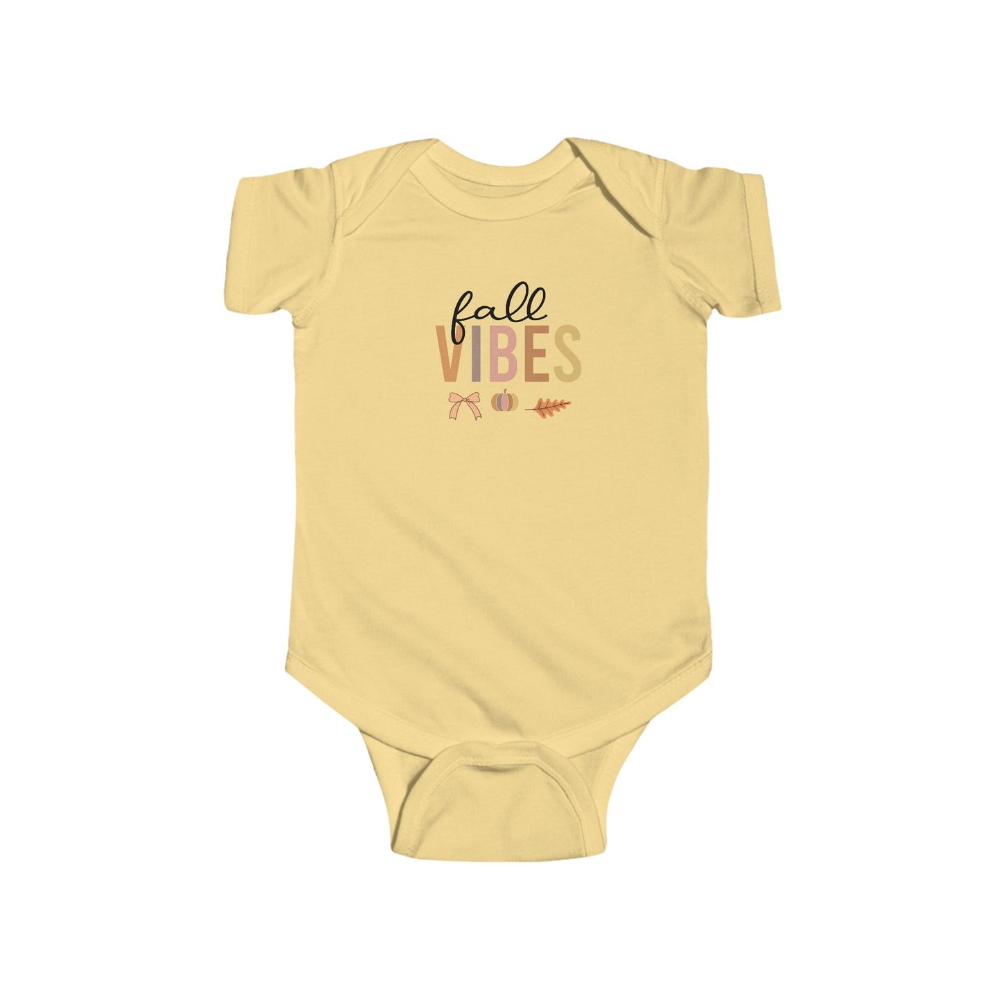 Fall Vibes Infant Bodysuit – Baby Autumn Outfit with Pumpkin & Leaf Design