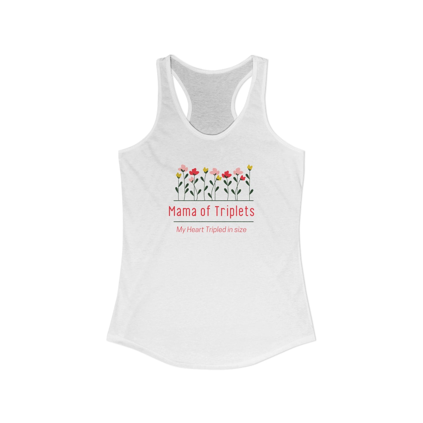 Mama of Triplets- Floral Racerback Tank