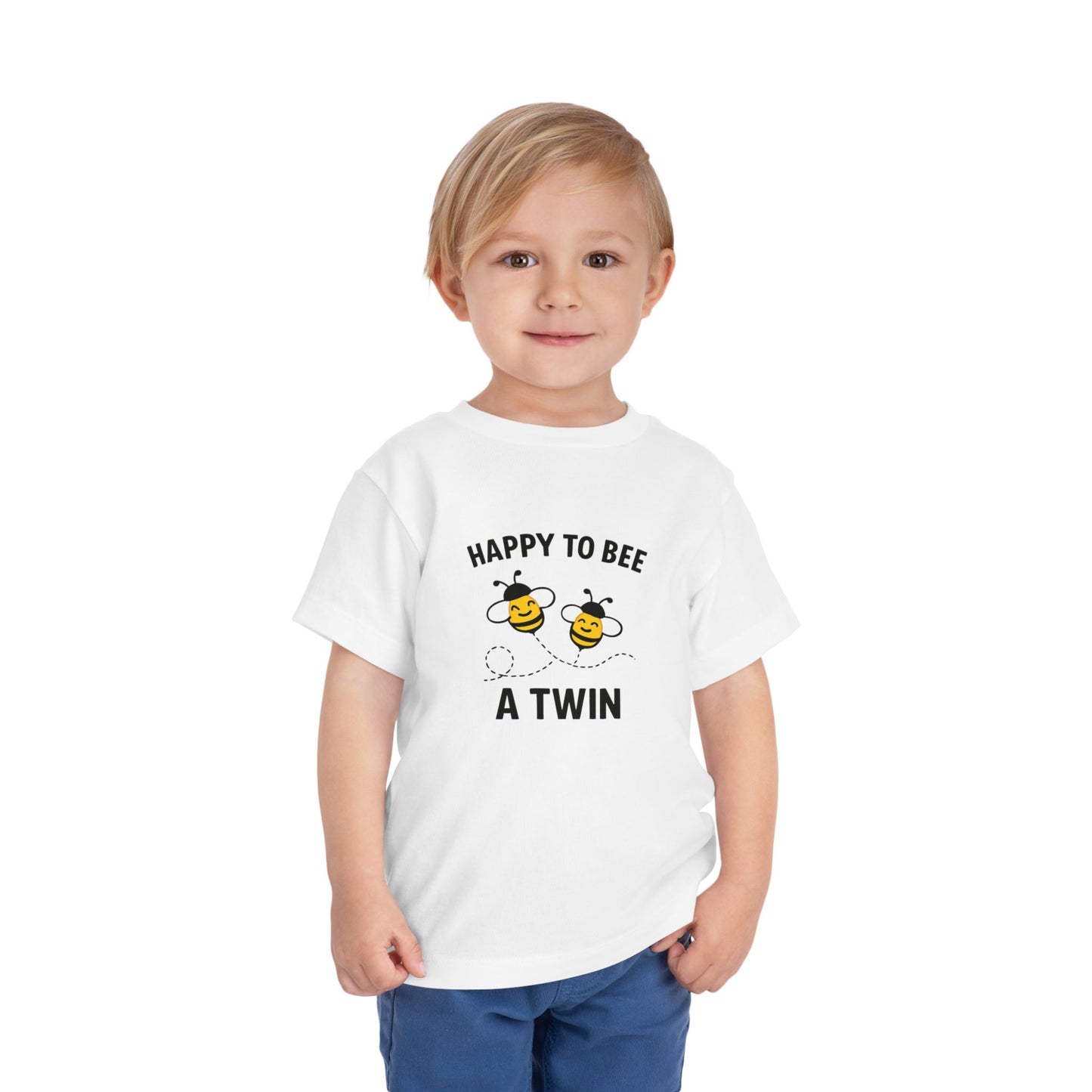 Happy To Bee A Twin Toddler Tee — Cute Bee Twins Shirt for Siblings