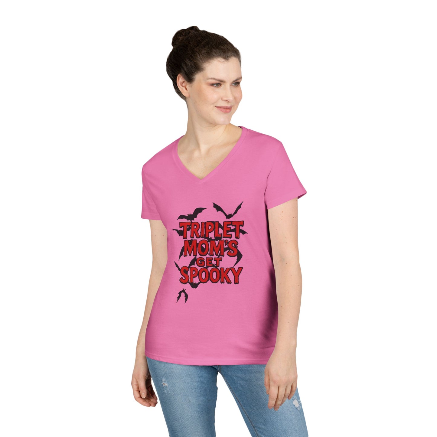 Triplet Moms Get Spooky V-Neck T-Shirt