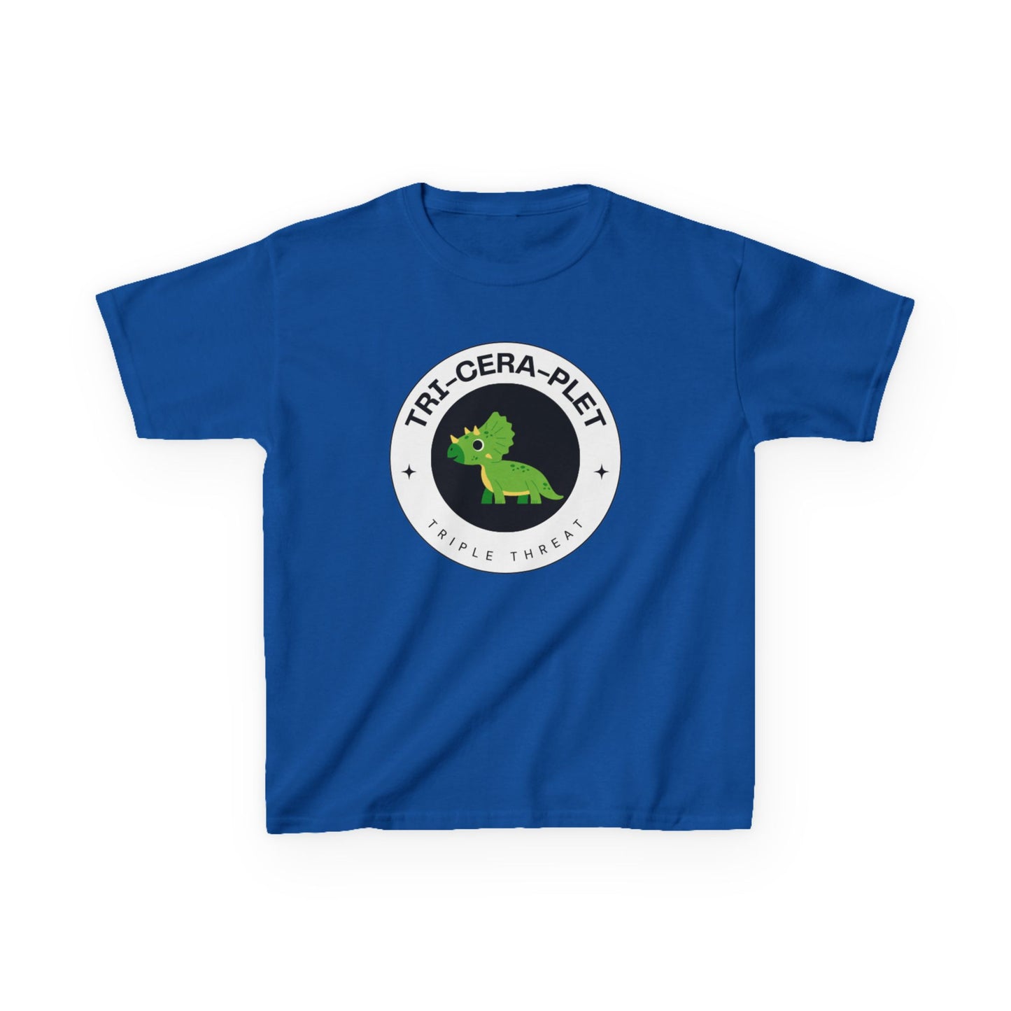 Tri-Cera-Plet Young Kids T-Shirt - Fun Dino Graphic T-Shirt for Triplets
