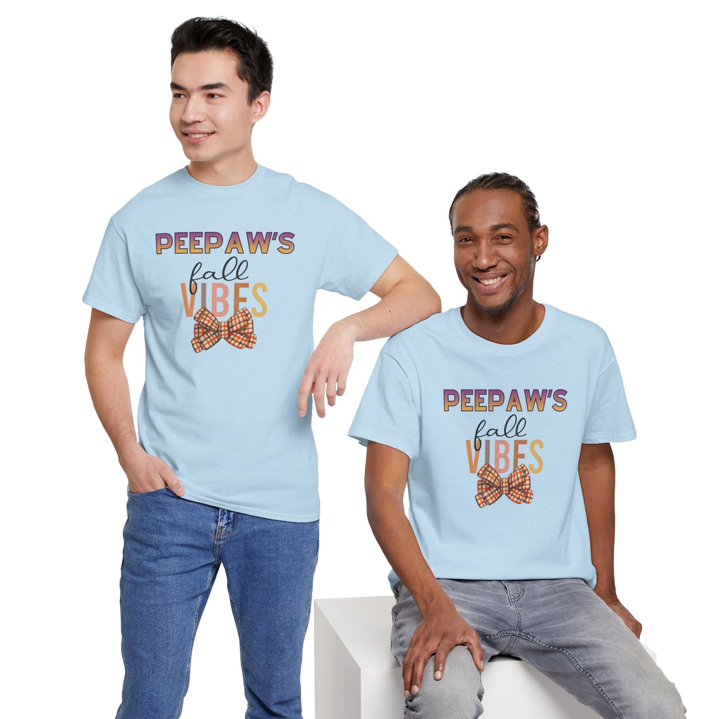 Pepaw's Fall Vibes T-Shirt — Grandpa Autumn Plaid Bow Tee