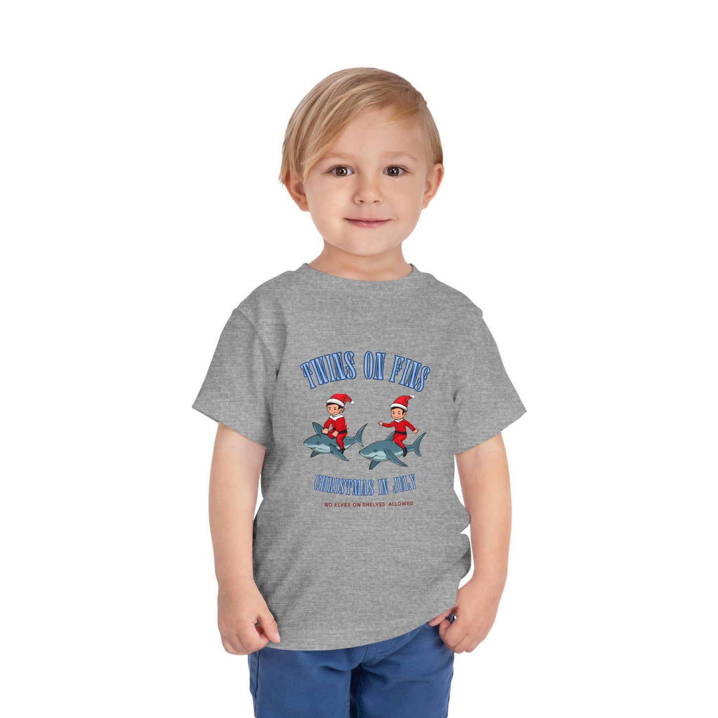 Twins on Fins- Christmas in July- Elf on The Shelf - Shark Parody Shirt