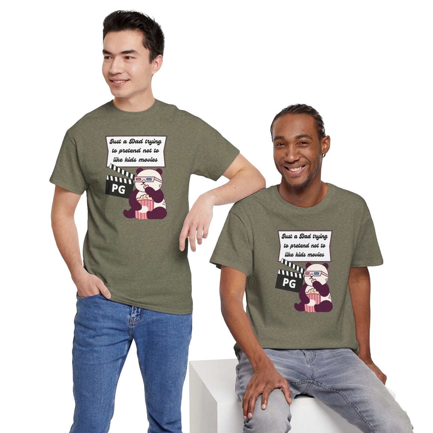 Funny Dad Tee - "Just a Dad Trying to Pretend Not to Like Kids Movies" Unisex Heavy Cotton Shirt