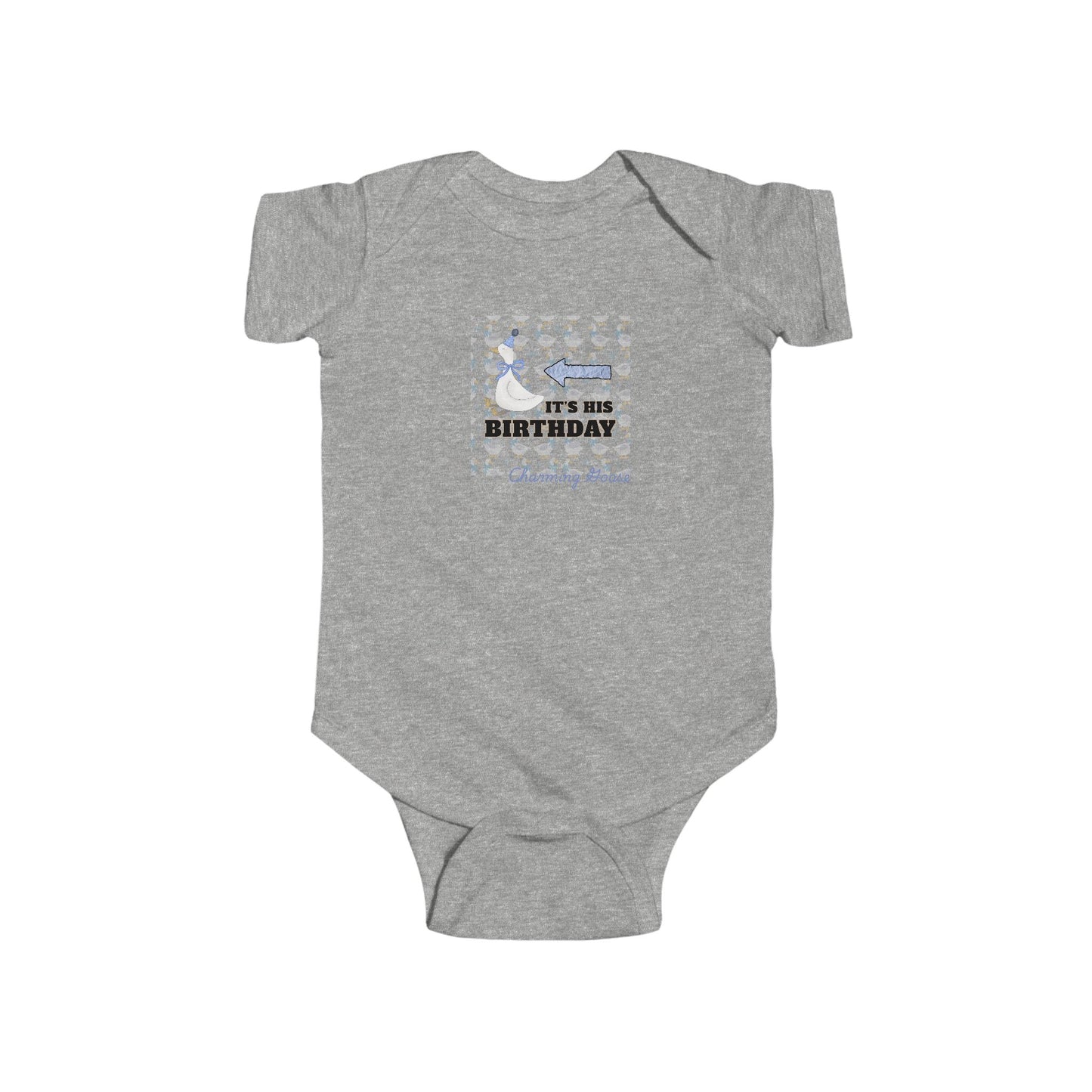 Twin Boys Bodysuit - "It's His Birthday" Charming Goose- First Birthday Baby Onesie